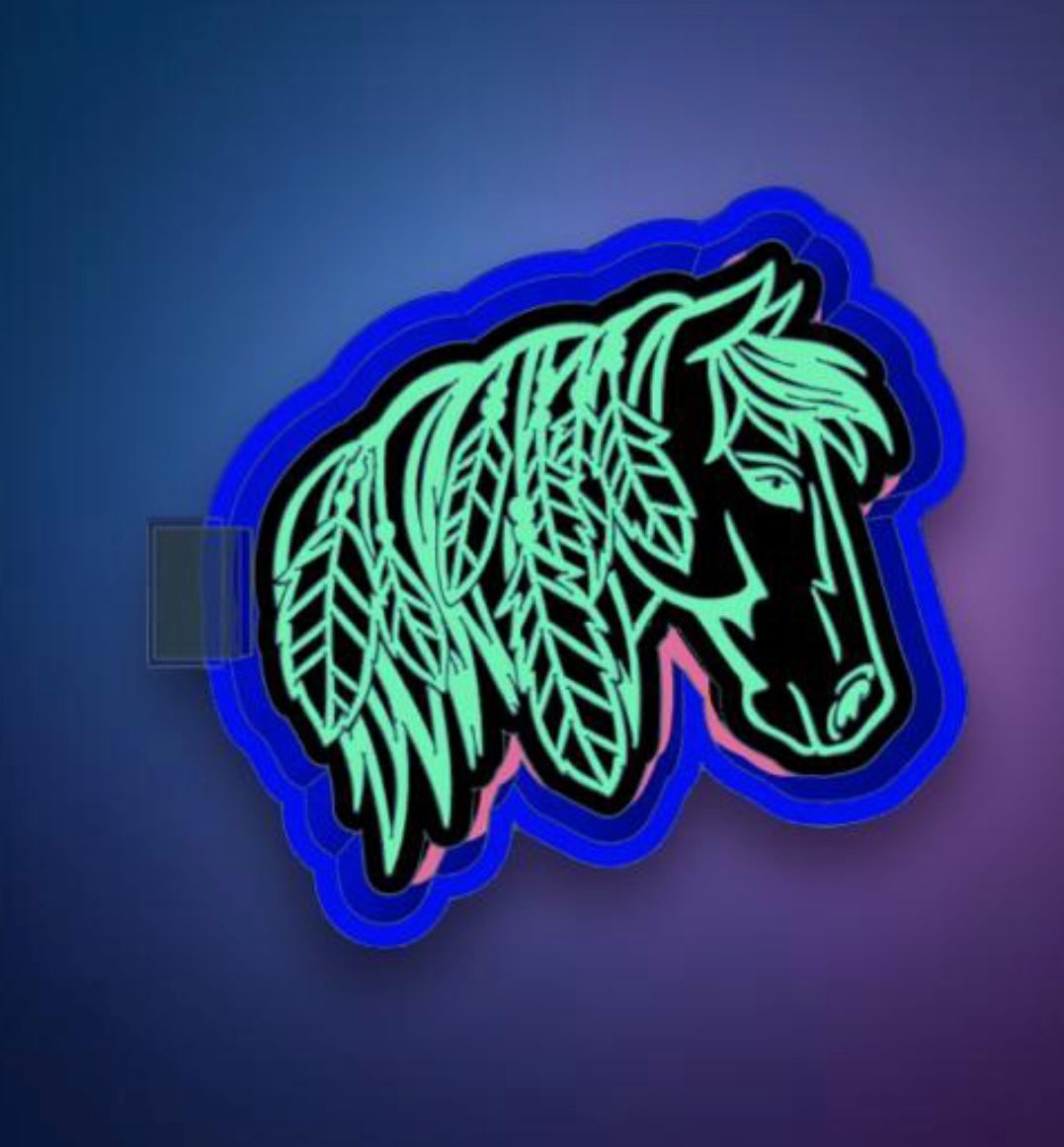 Horse head with feathers car freshie mold.