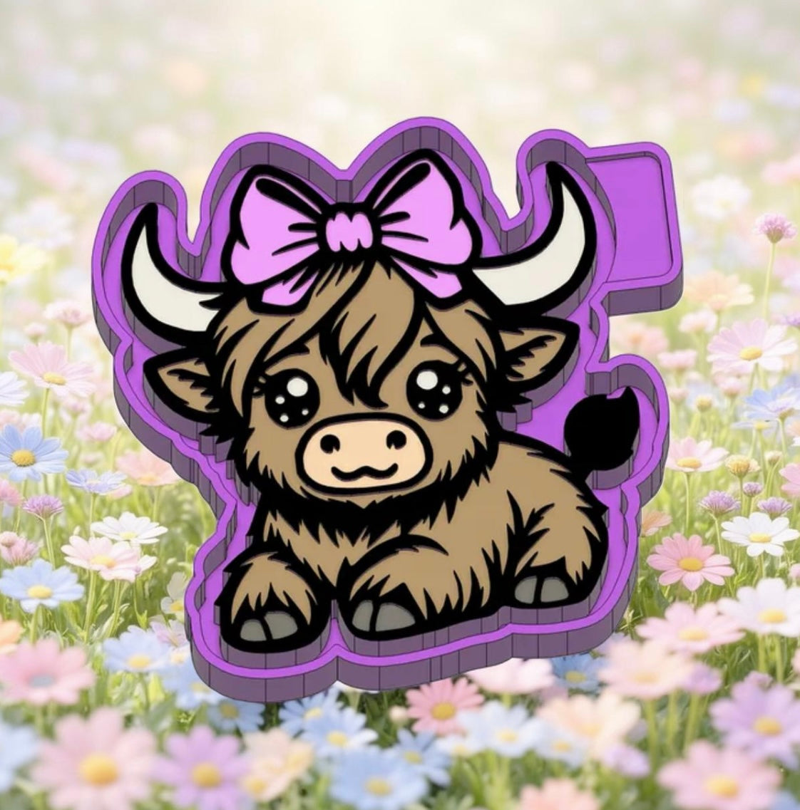 Cute bow highland cow car freshie.