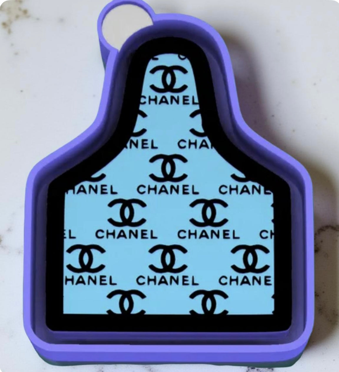 Cow ear tag Chanel car freshie mold.