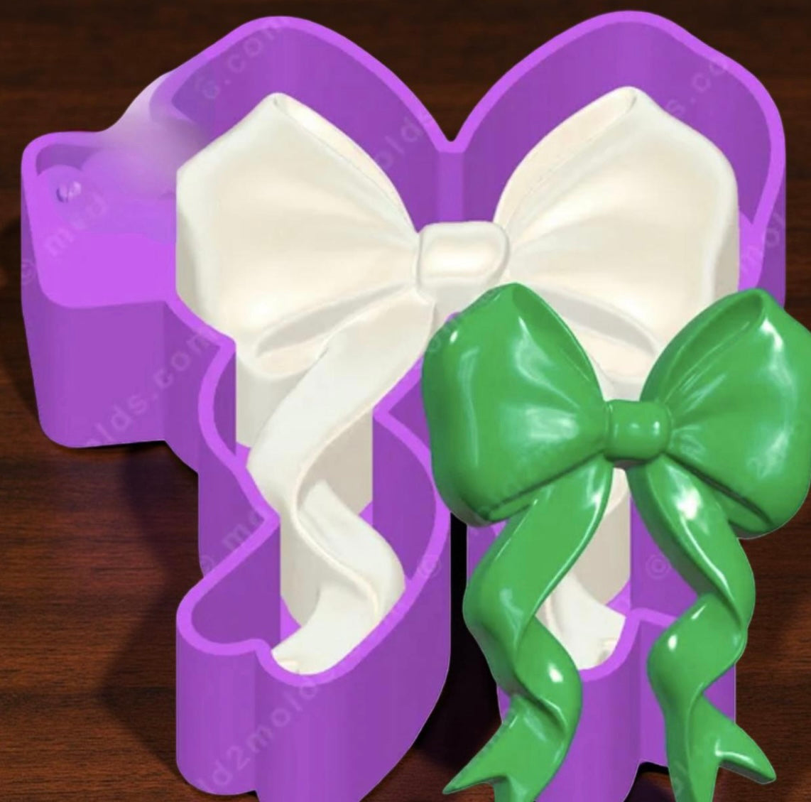 3D print long ribbon bow car freshie mold.