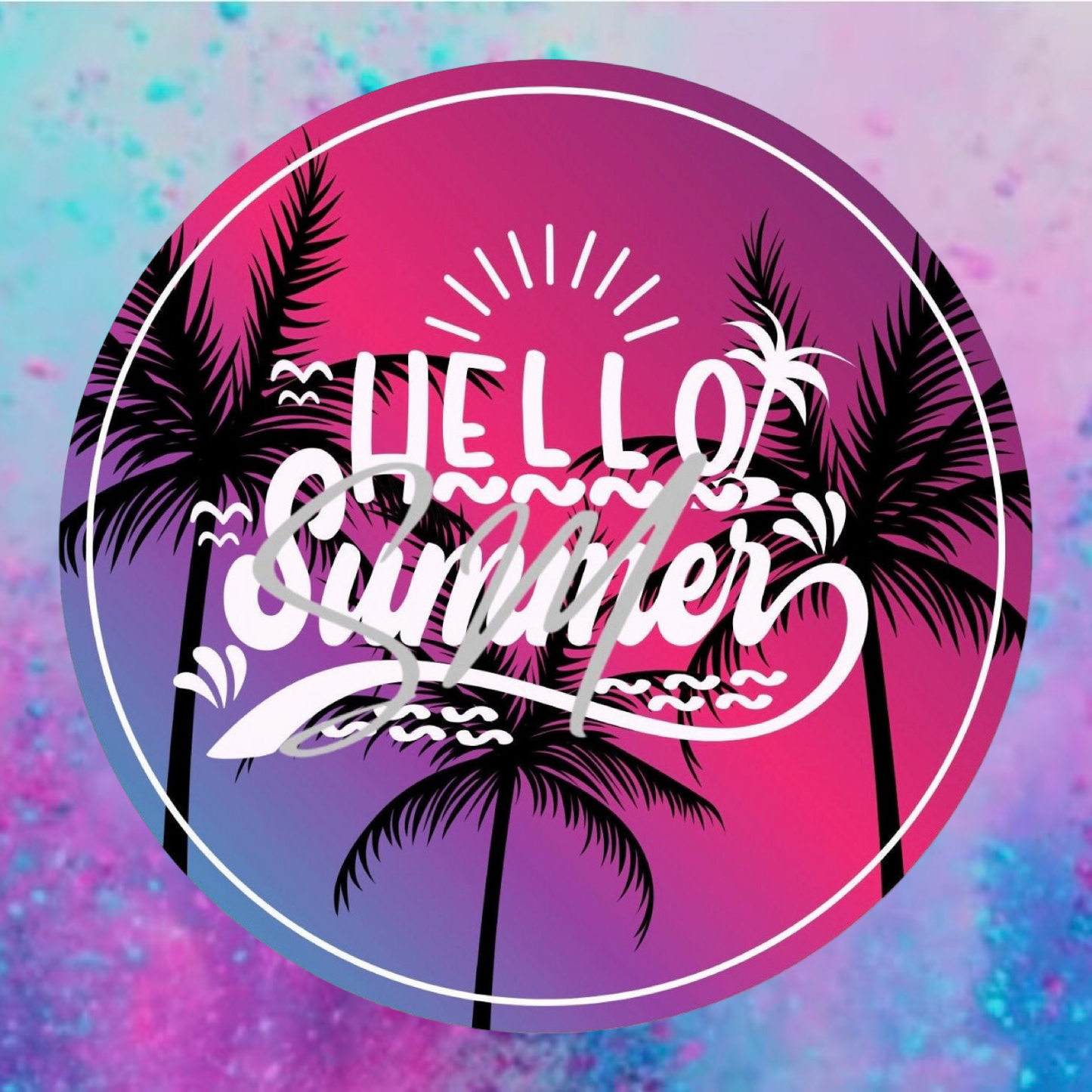 Hello summer round cardstock