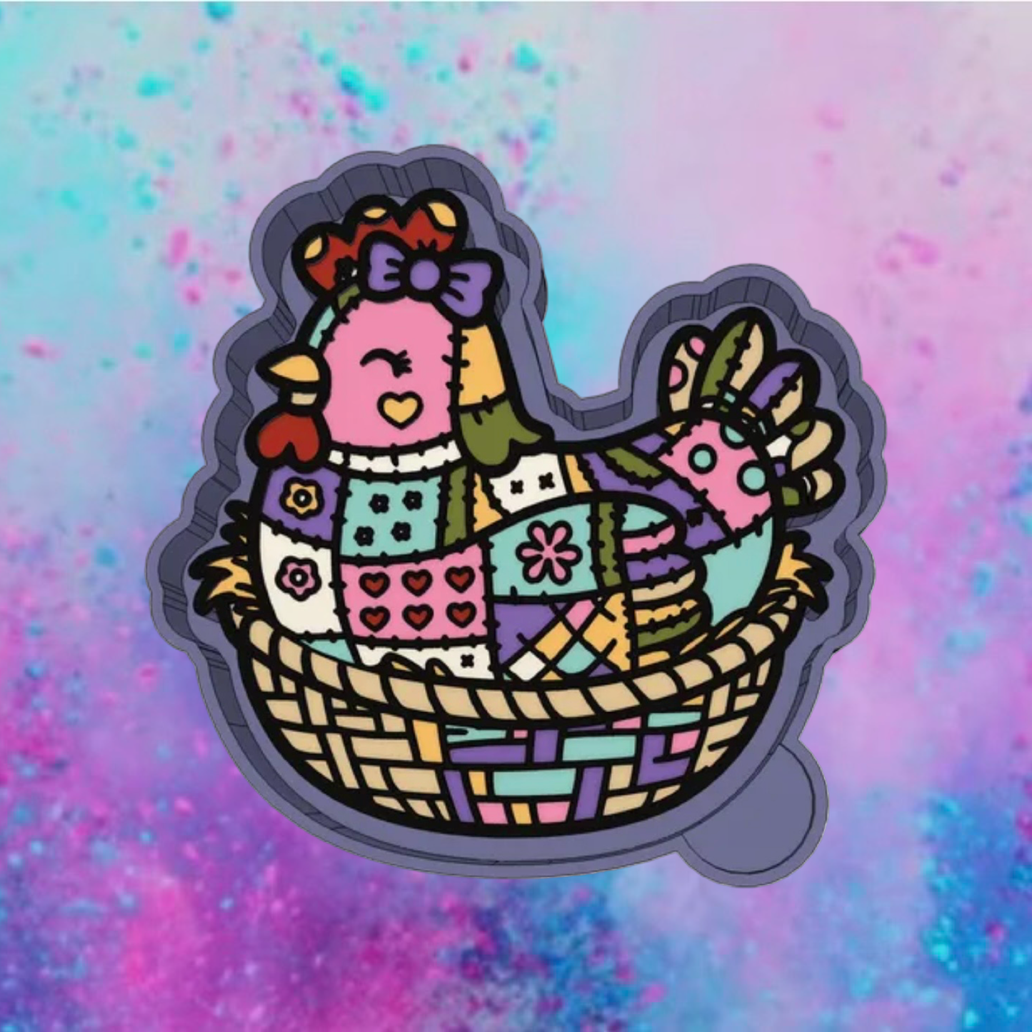 Patchwork hen on nest freshie mold
