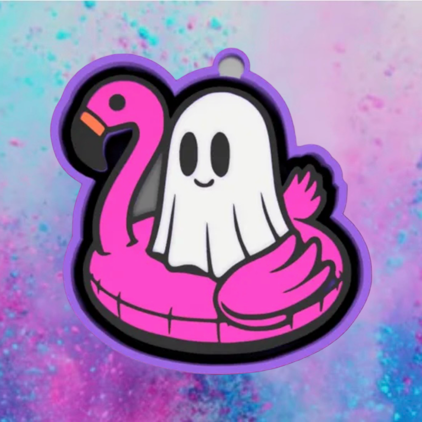 Ghost on a flamingo car freshie mold.
