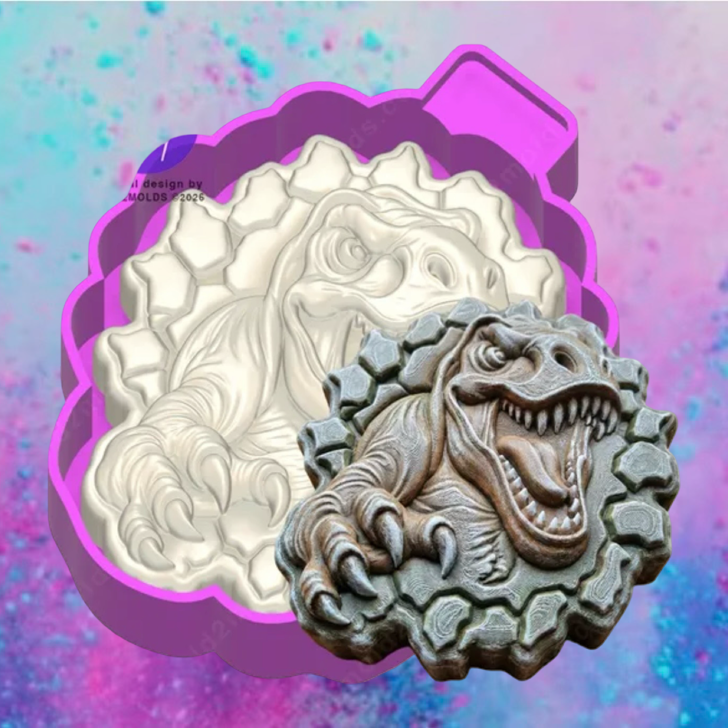3D T-Rex dinosaur freshie molds.