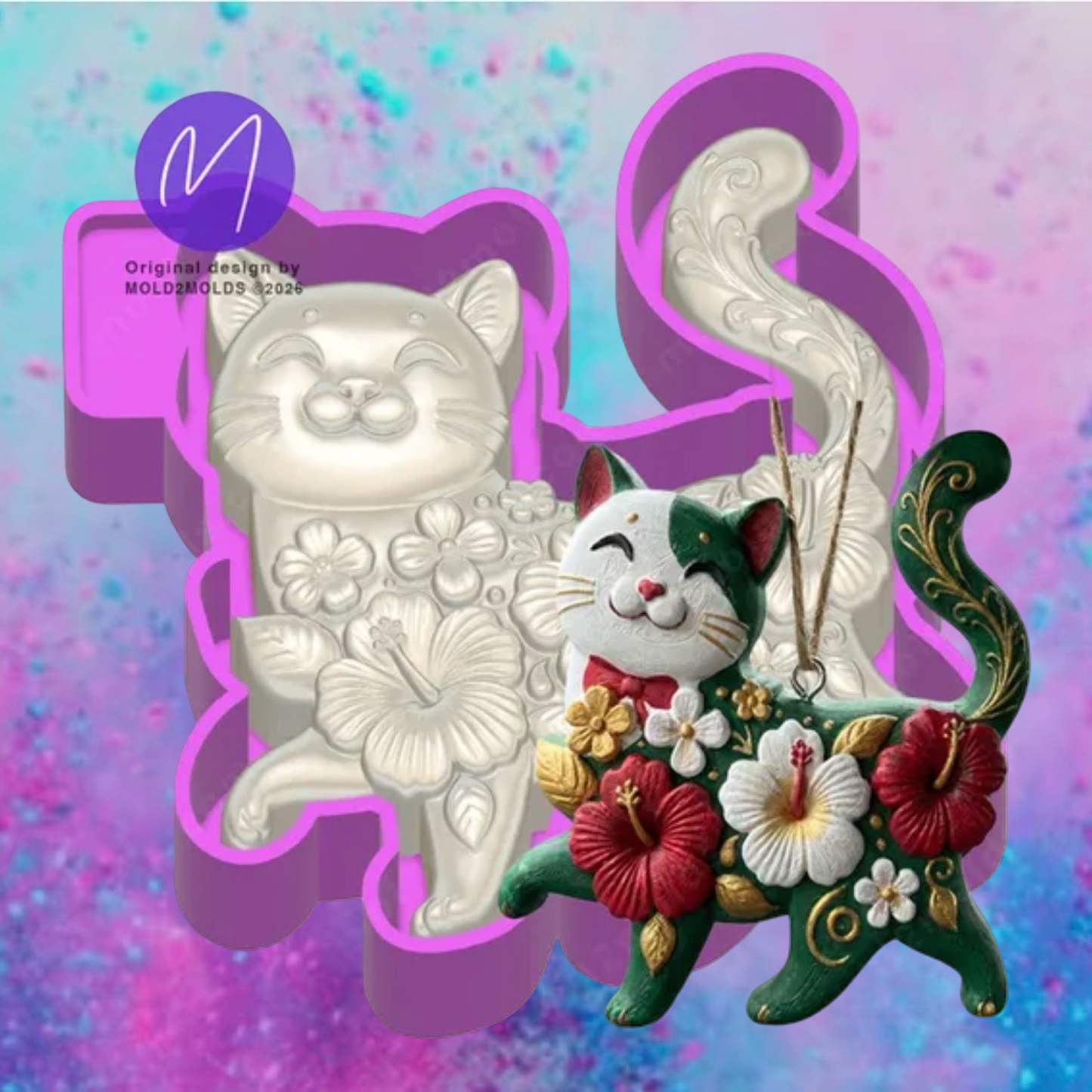 3D floral cat freshie molds.