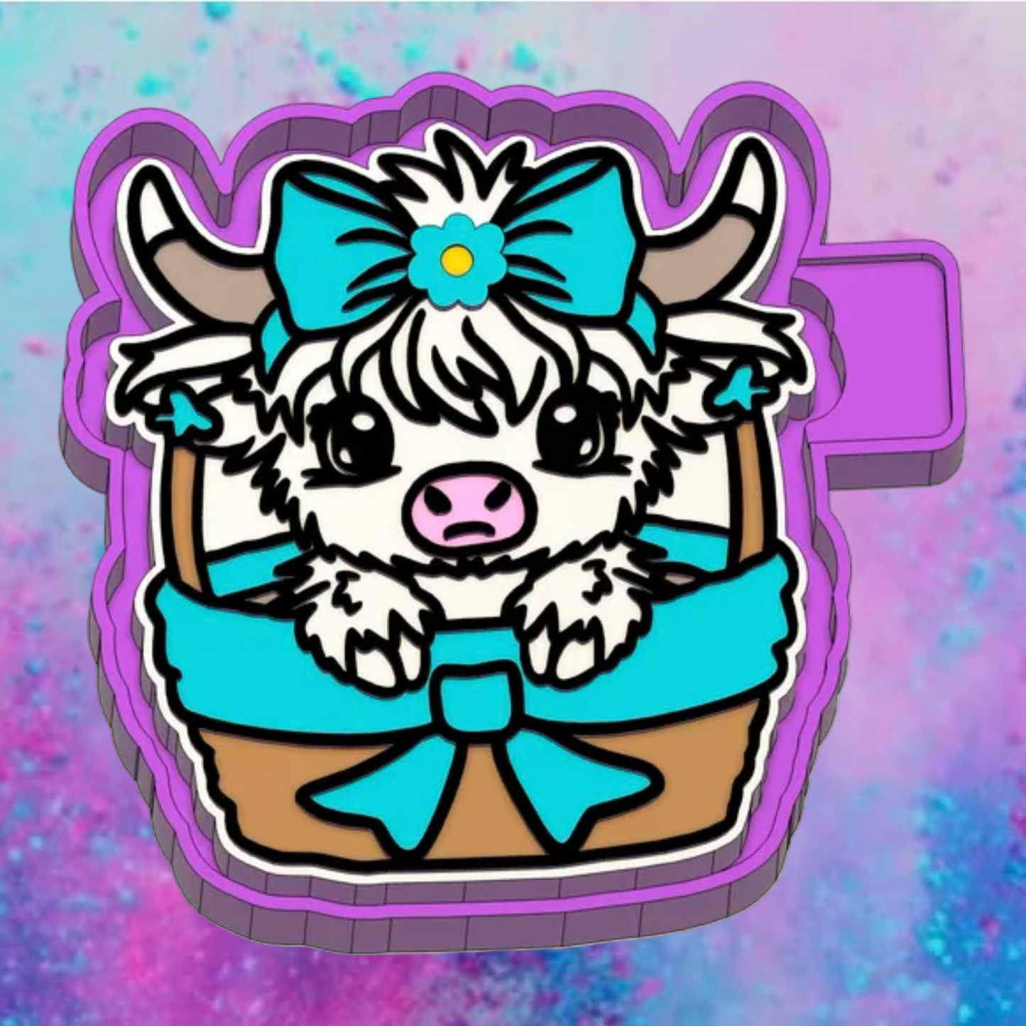 Cute cow in basket freshie mold