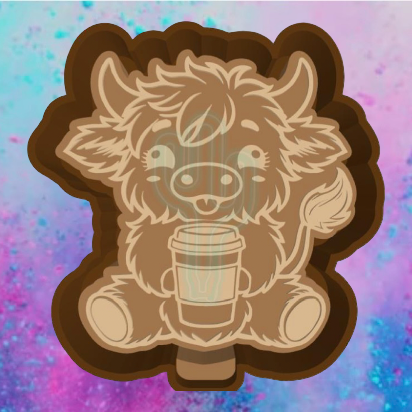 Highland cow with coffee freshie mold