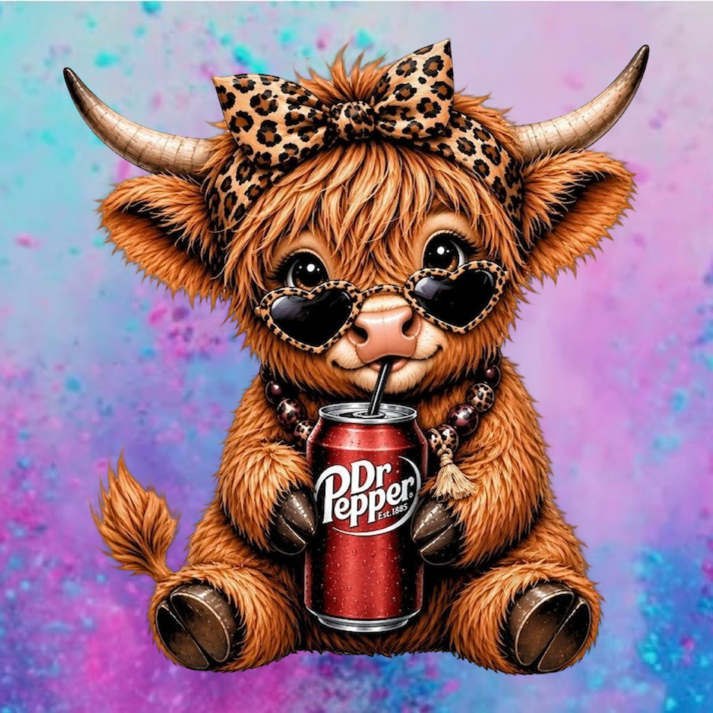 Highland cow Dr. pepper round cardstock