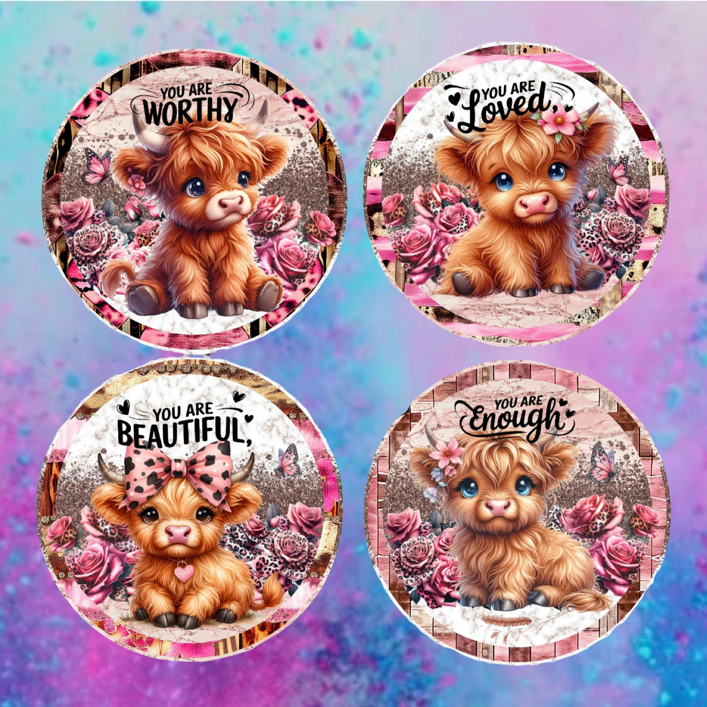 Highland cow round cardstock