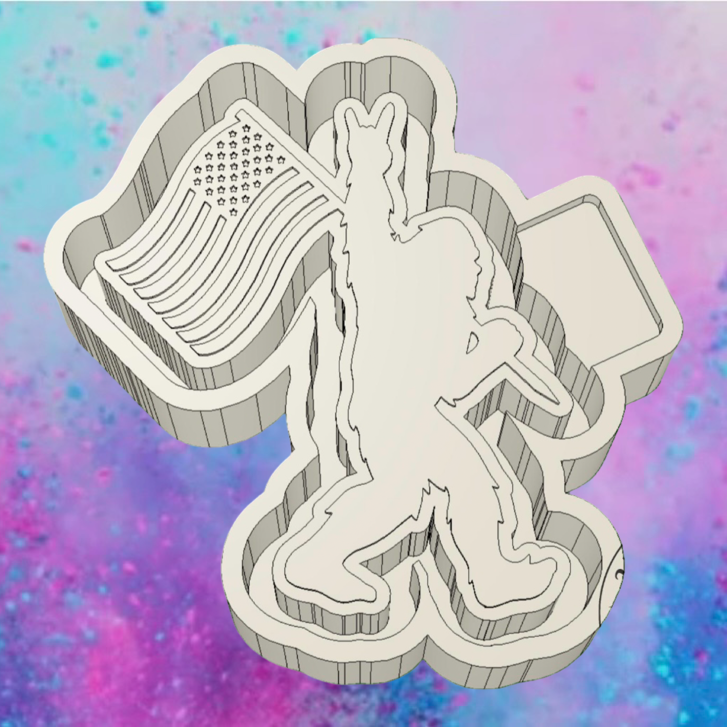 Bigfoot USA flag freshie mold