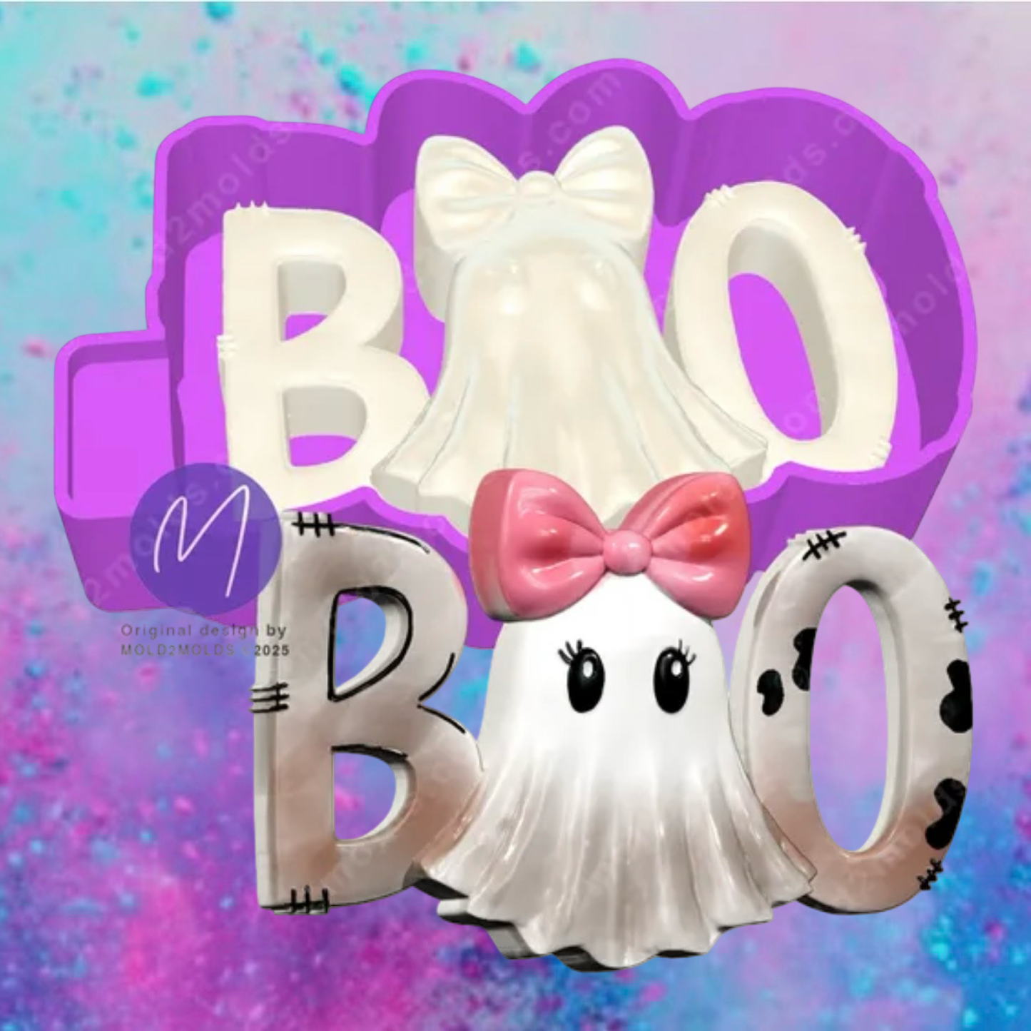 3D boo cute ghost freshie molds.