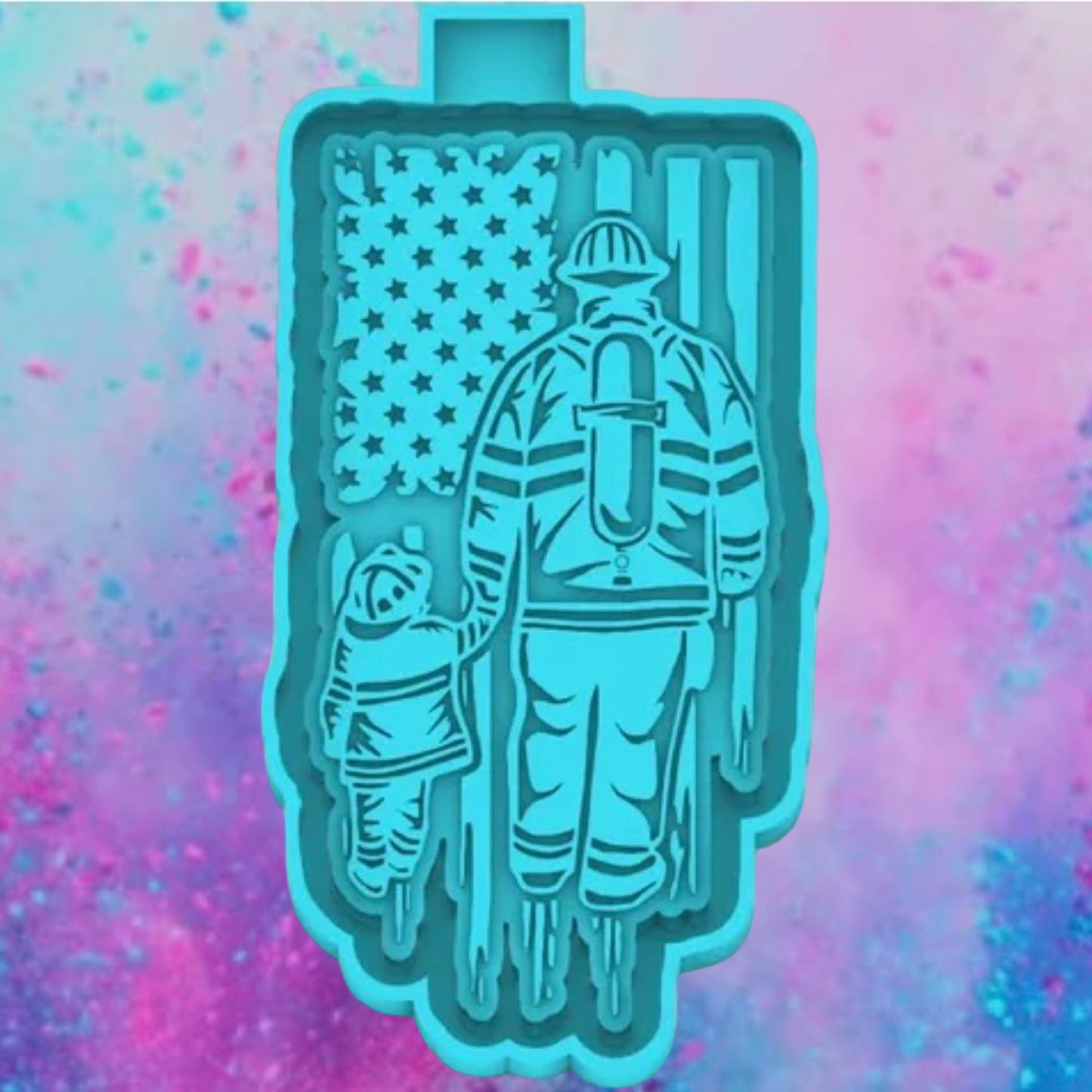 Firefighter flag freshie mold