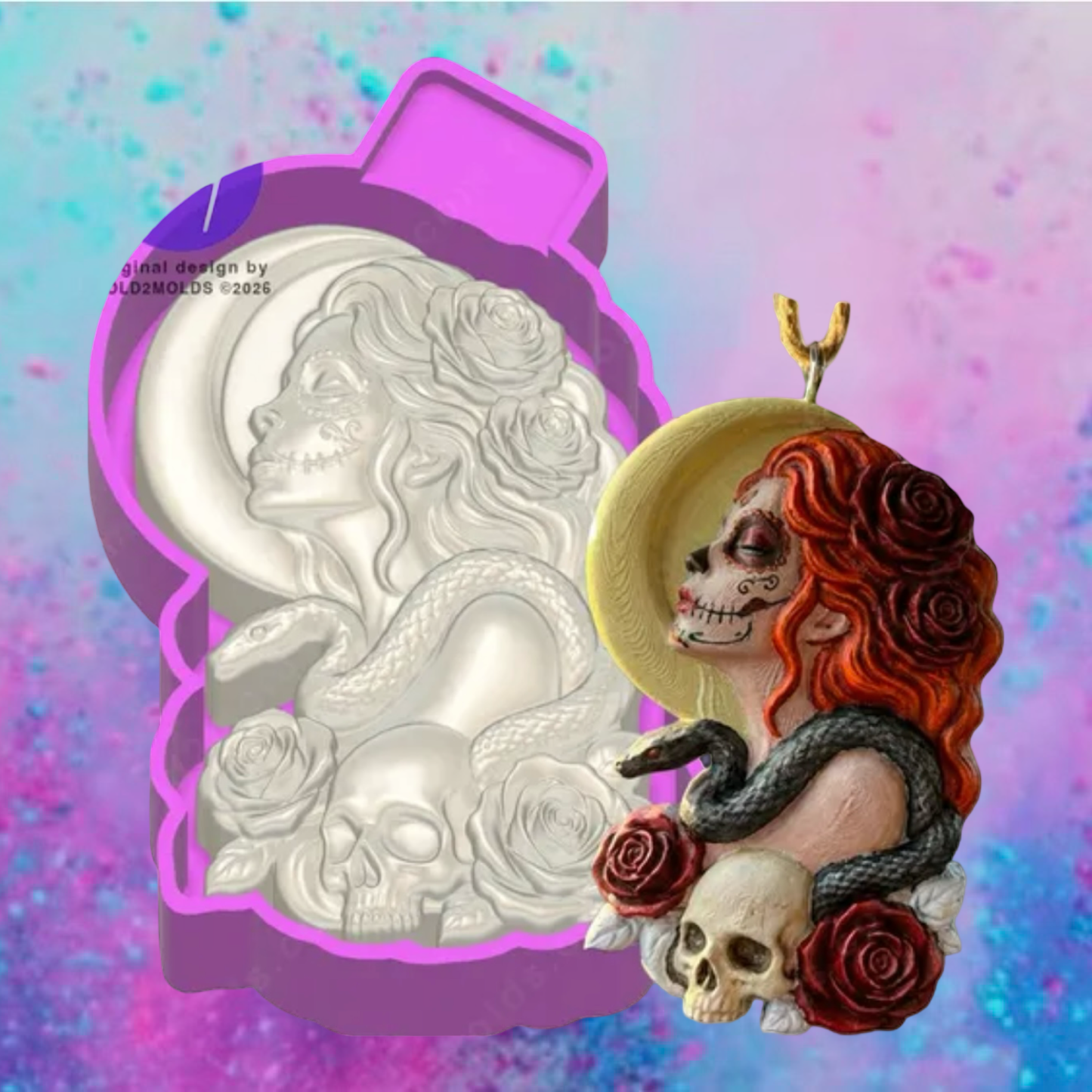 3D Gothic woman freshie mold