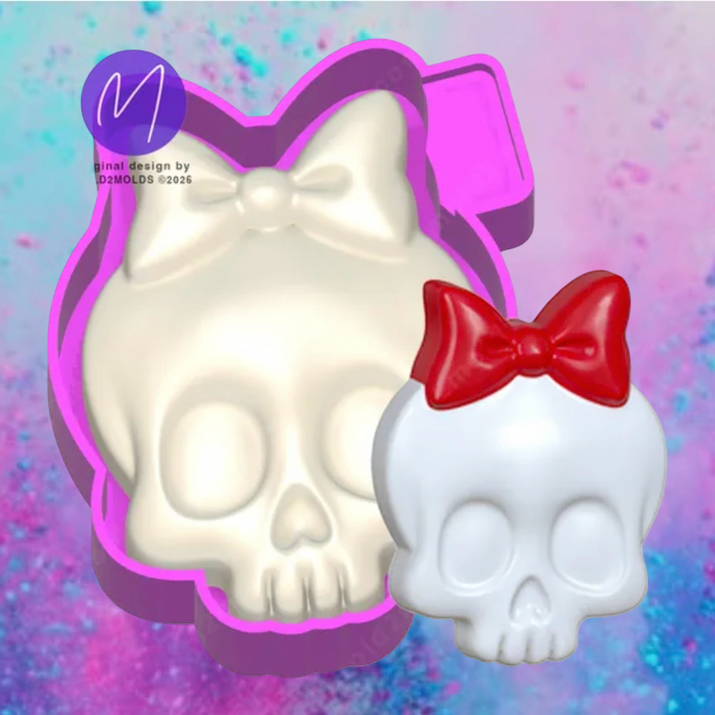 3D skull with bow freshie molds.