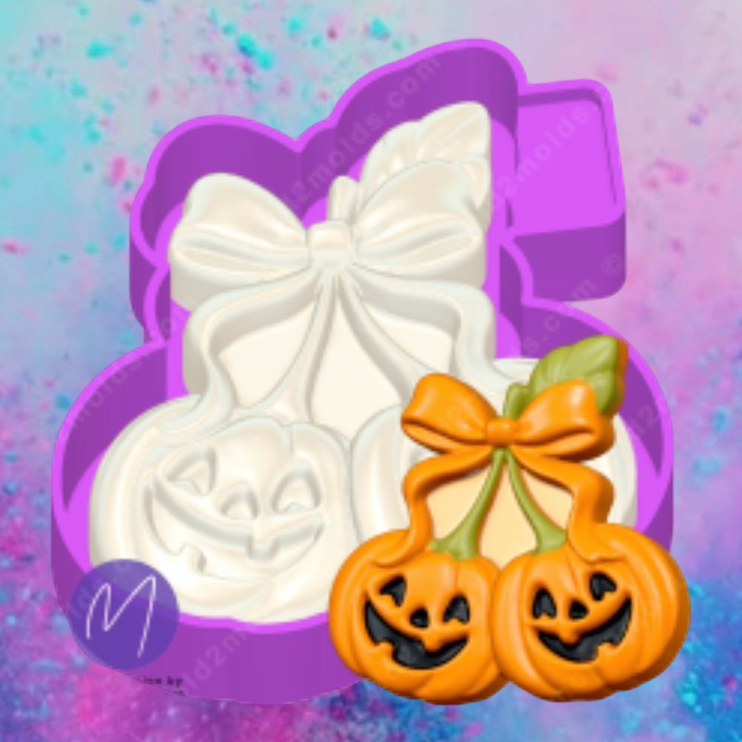 3D pumpkin cherries with bow freshie molds.