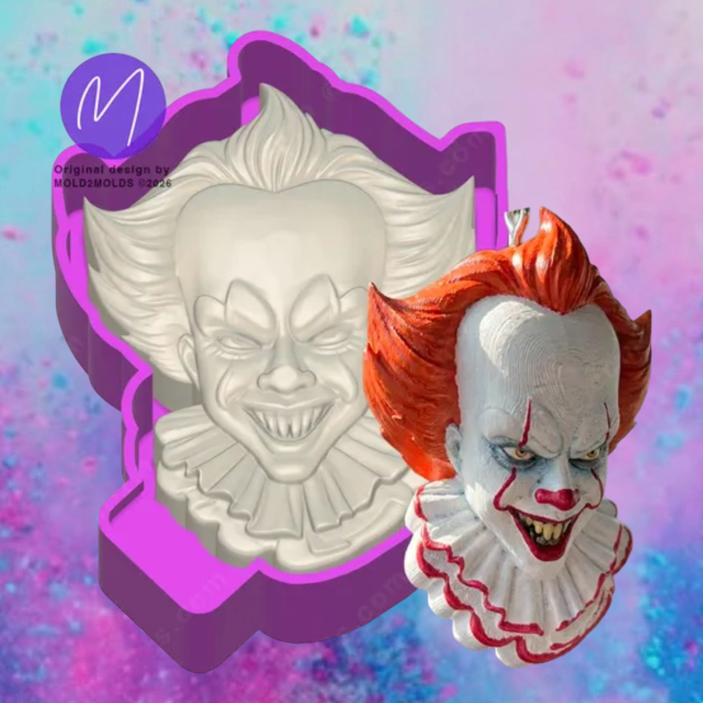 3D creepy clown hat freshie molds.