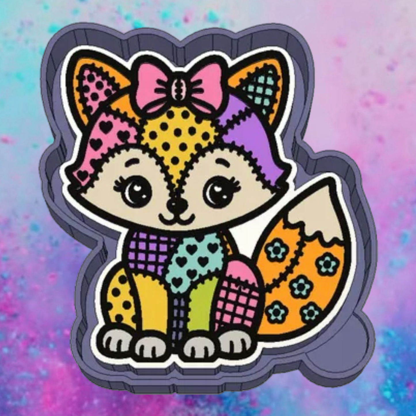 Patchwork fox freshie mold
