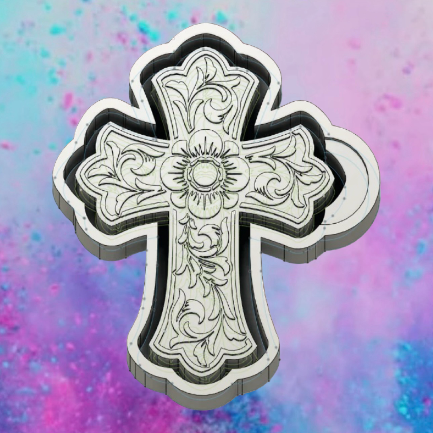 Leather tool cross freshie mold
