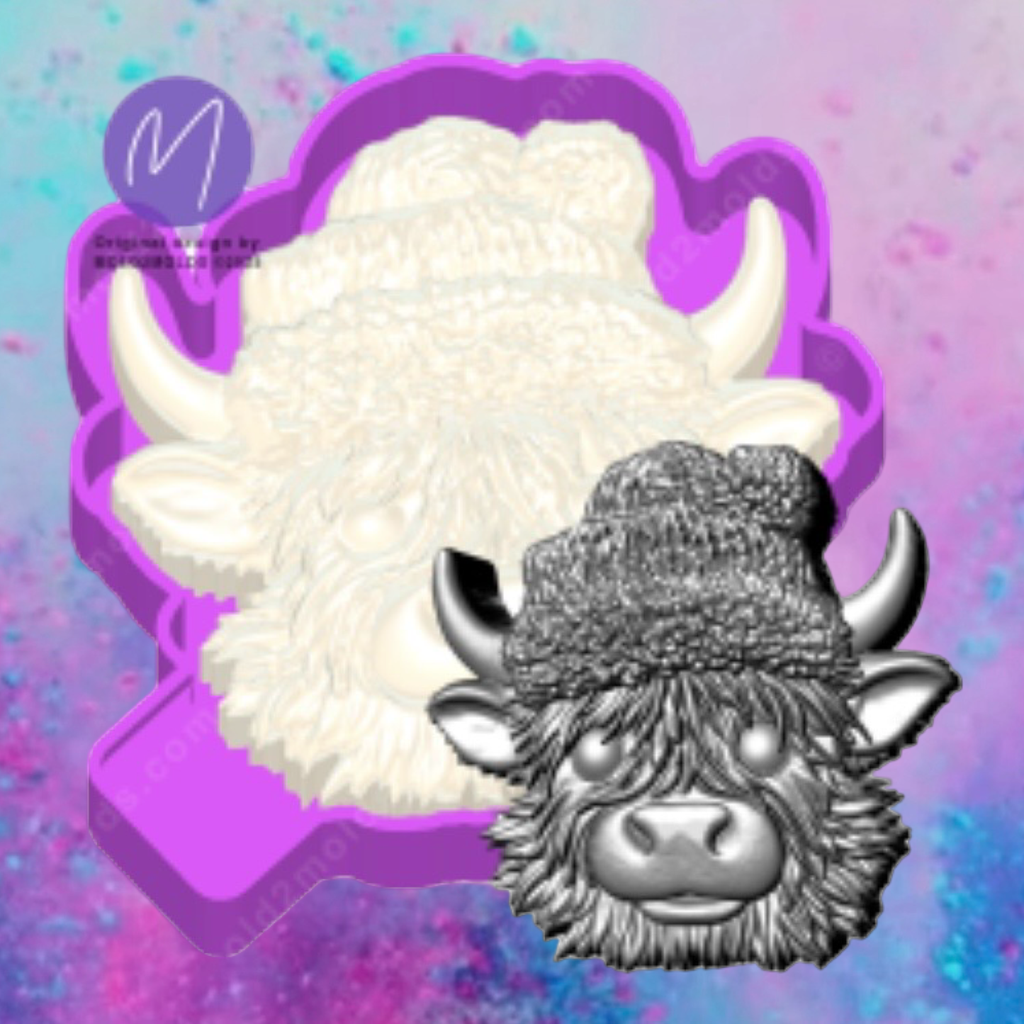 3D crochet Christmas Highland cow freshie molds.