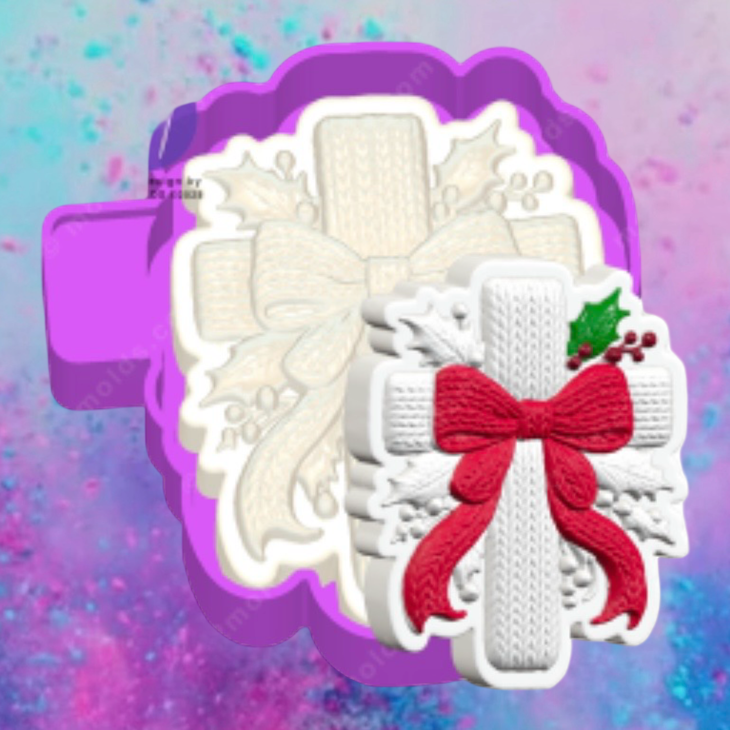 3D Christmas crochet cross freshie molds.