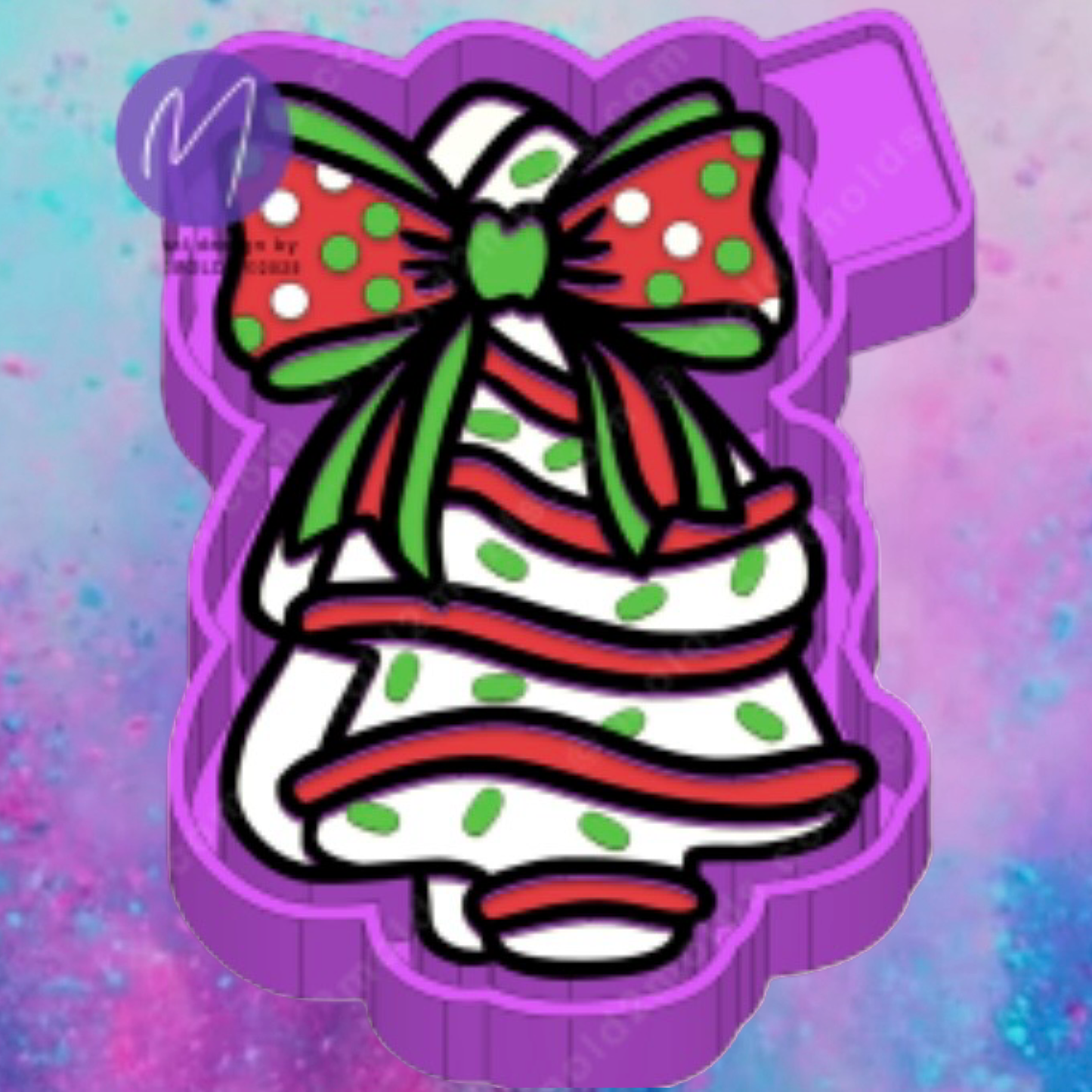 Snack cake tree with bow freshie mold