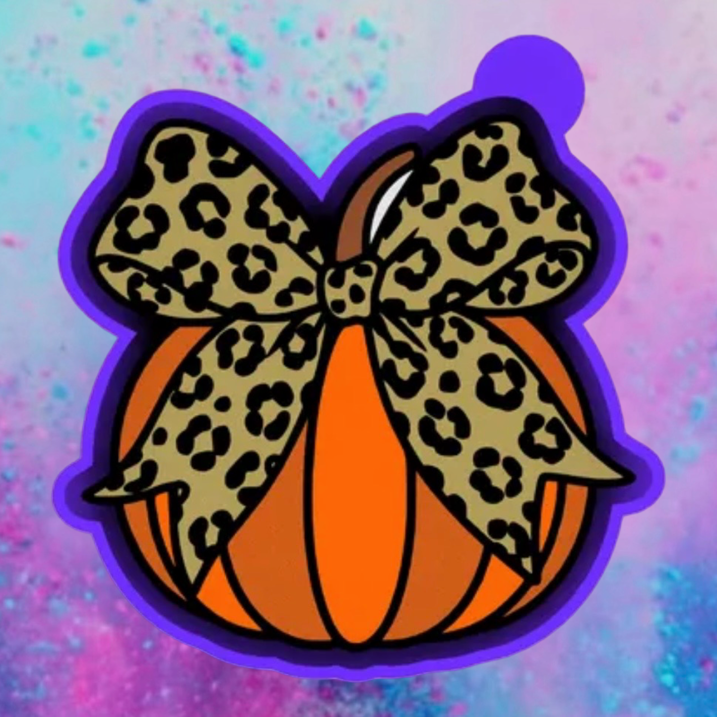Pumpkin with Leopard print bow freshie mold