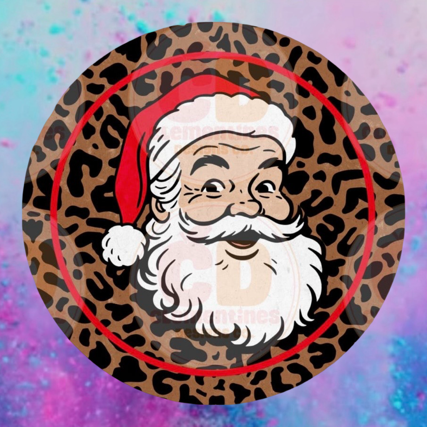 Santa round cardstock