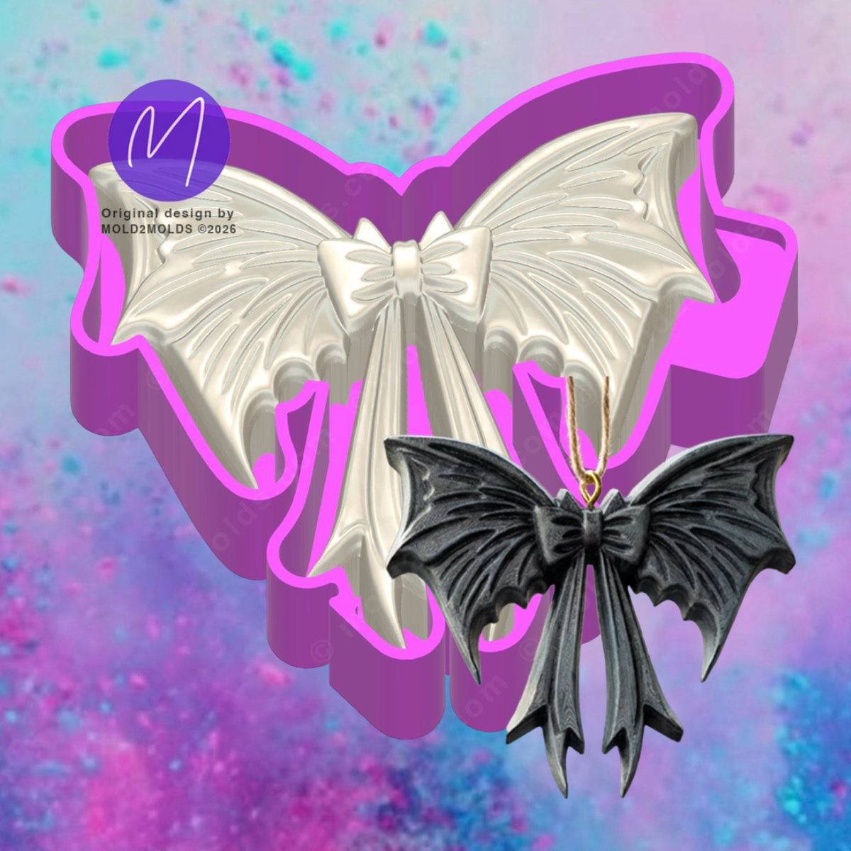 3D bat Halloween bow freshie molds.