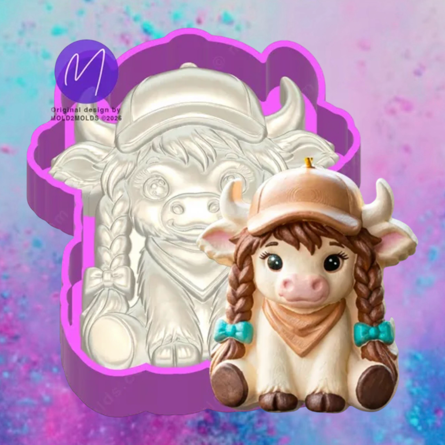 3D Cowgirl highland cow freshie molds.