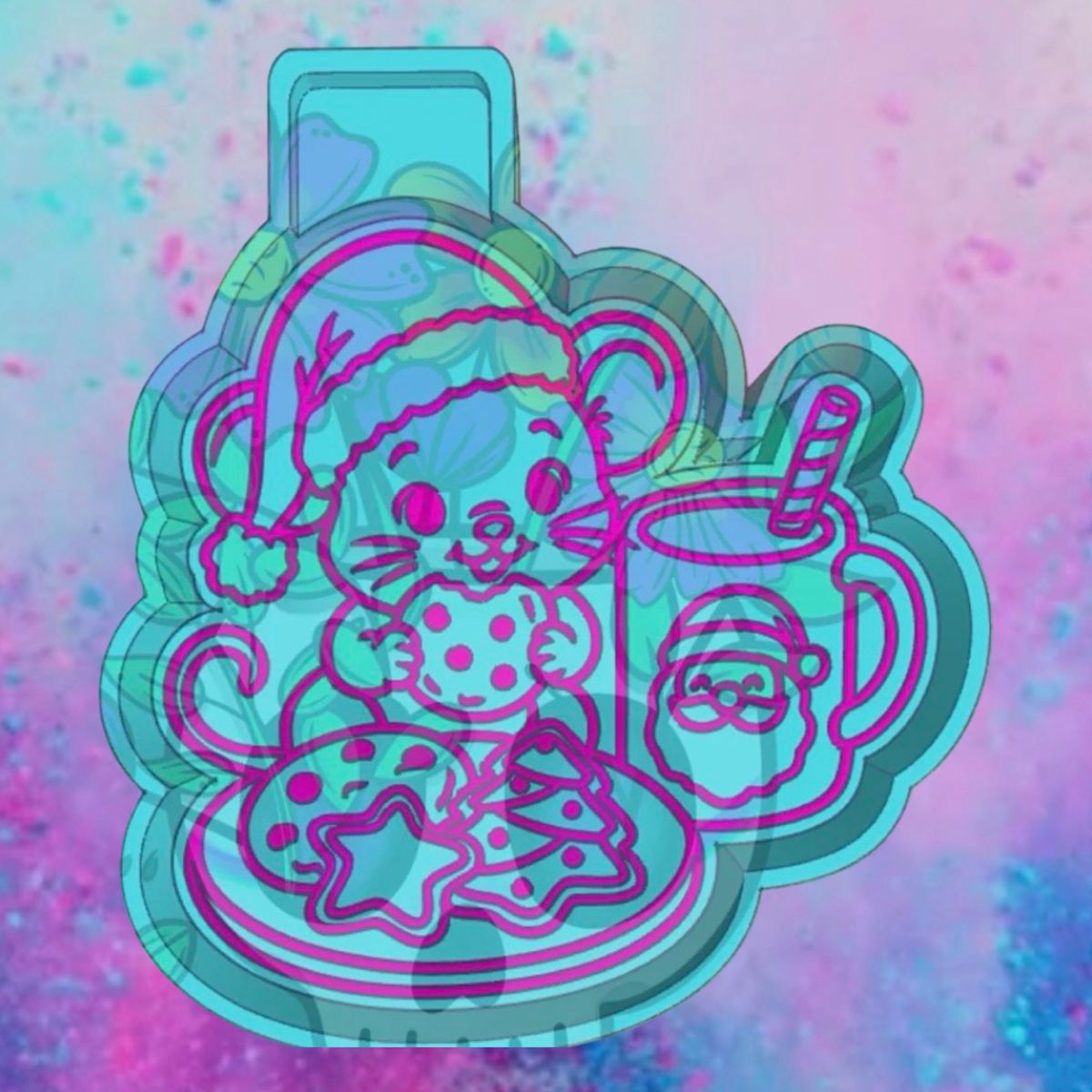 Mouse with Santa’s cookies freshie mold