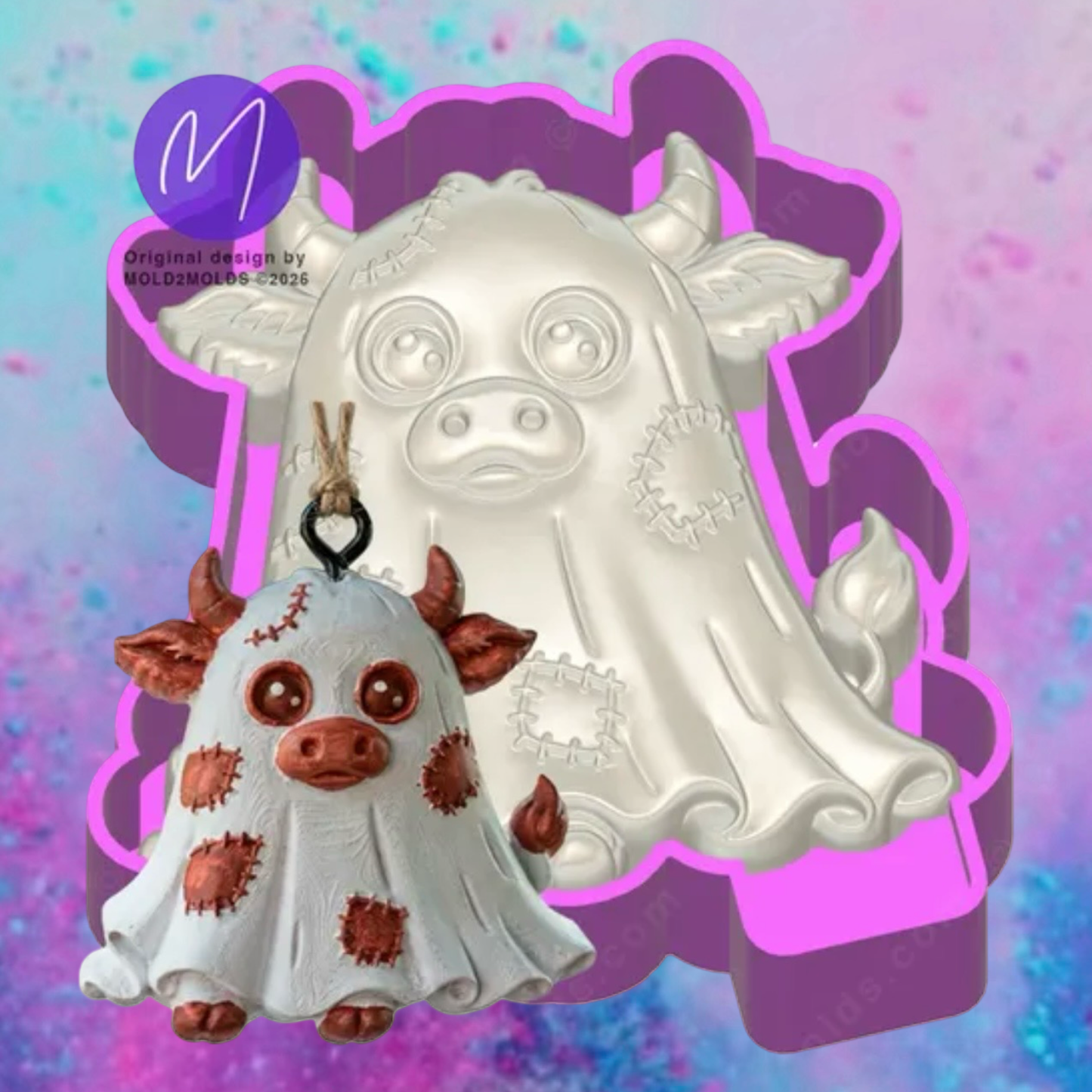 3D patchwork Cow ghost freshie molds.
