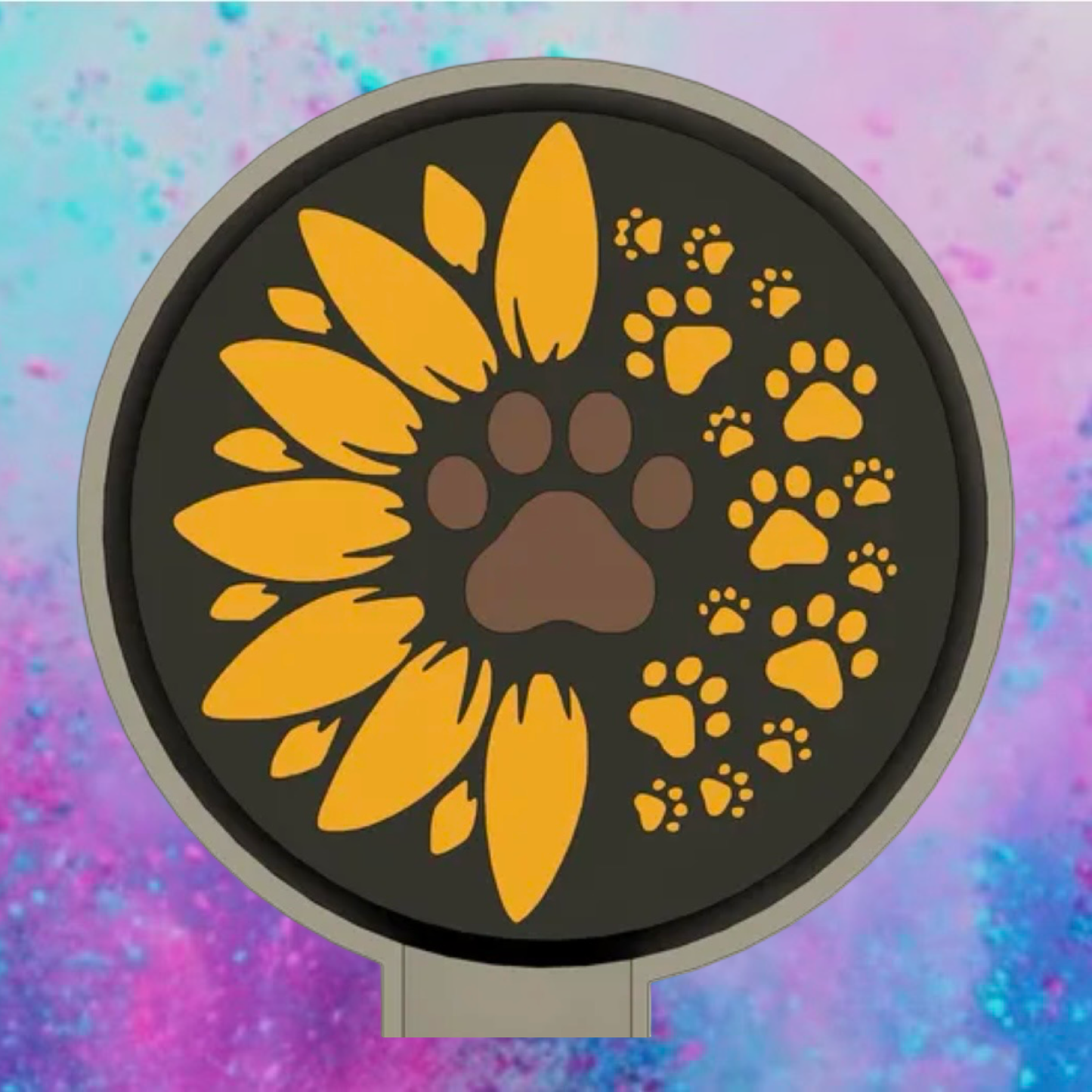 Sunflower dog prints car freshie mold.