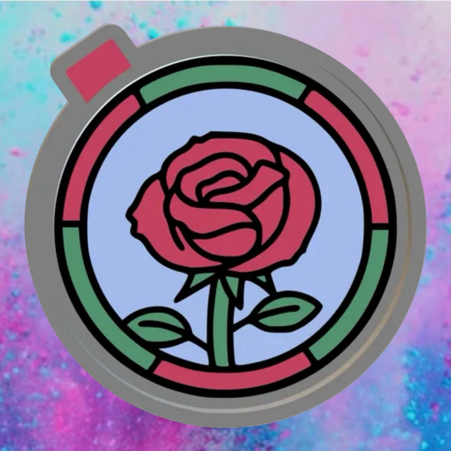 Stained glass rose car freshie mold.