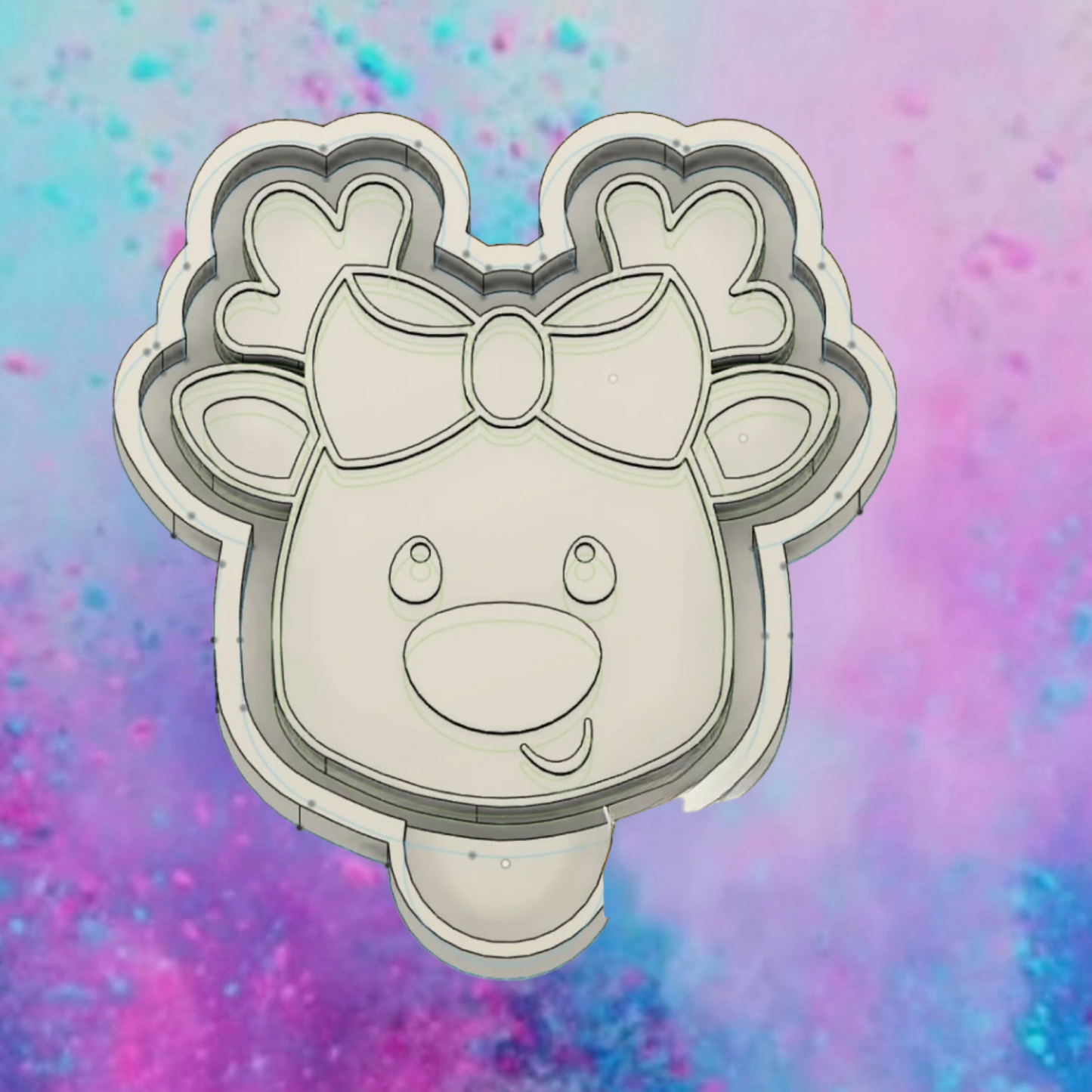 Reindeer with bow freshie mold