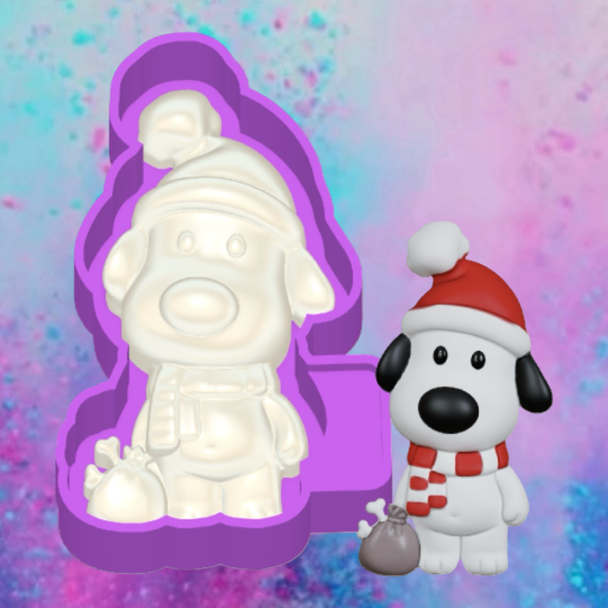 3D Santa dog freshie molds.