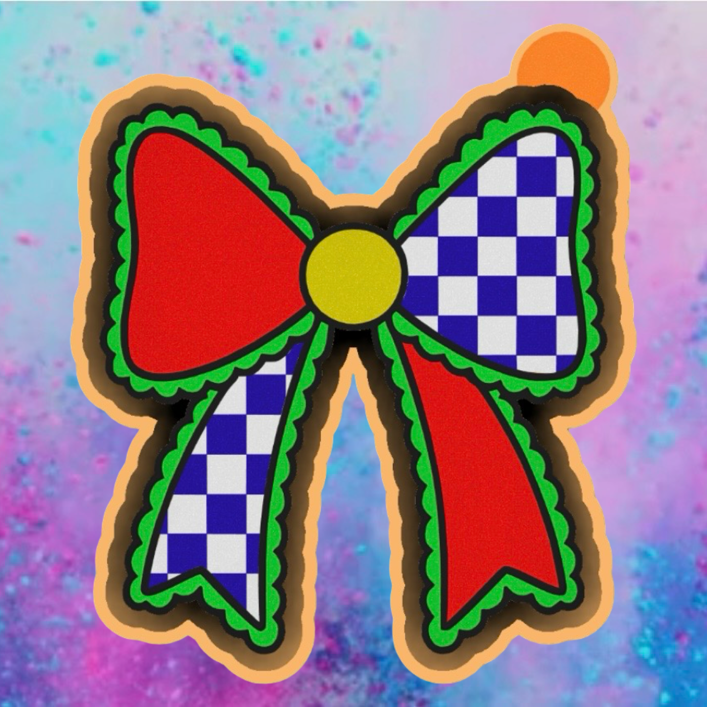 Bow half checkered half plain car freshie mold v