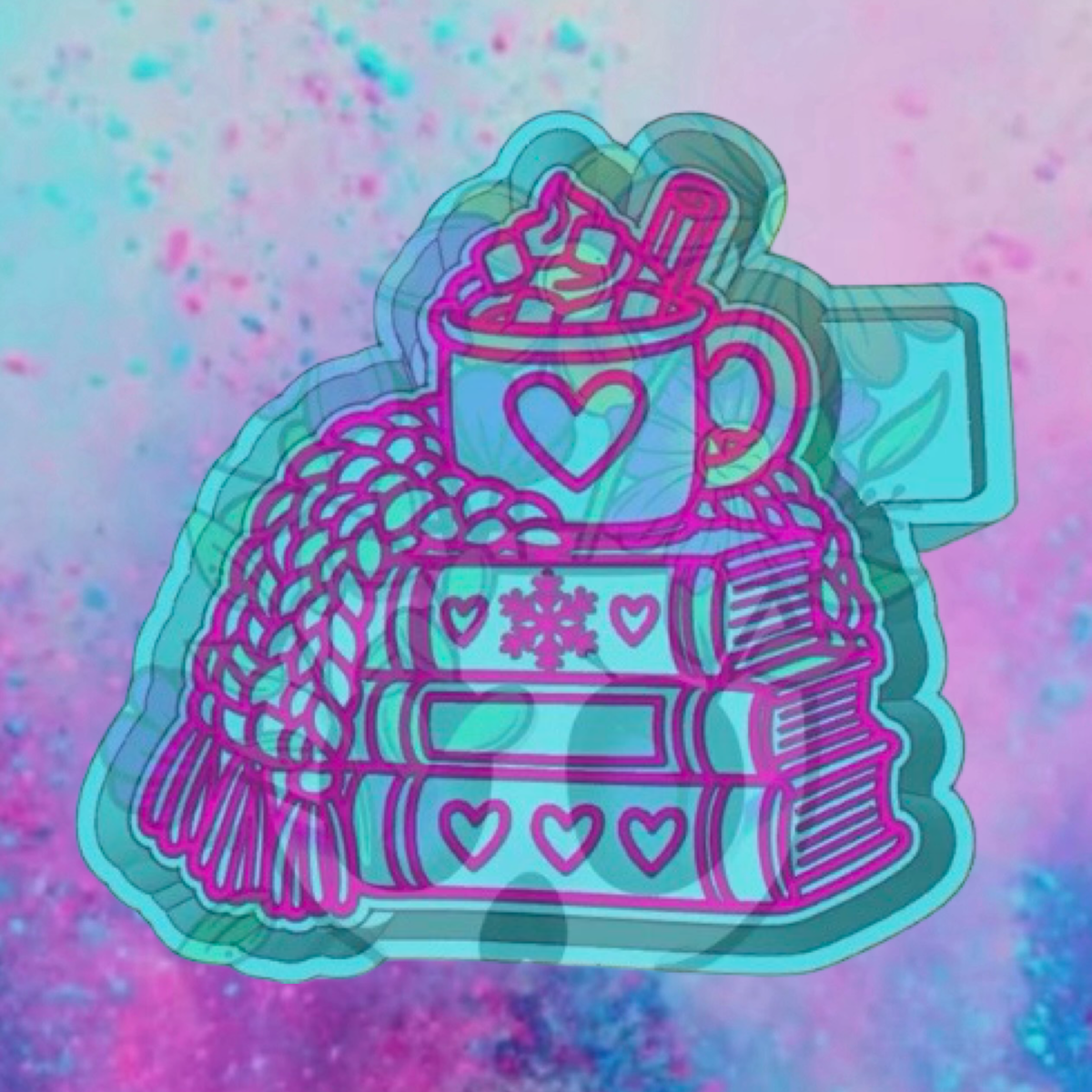 Hot cocoa stacked books freshie mold