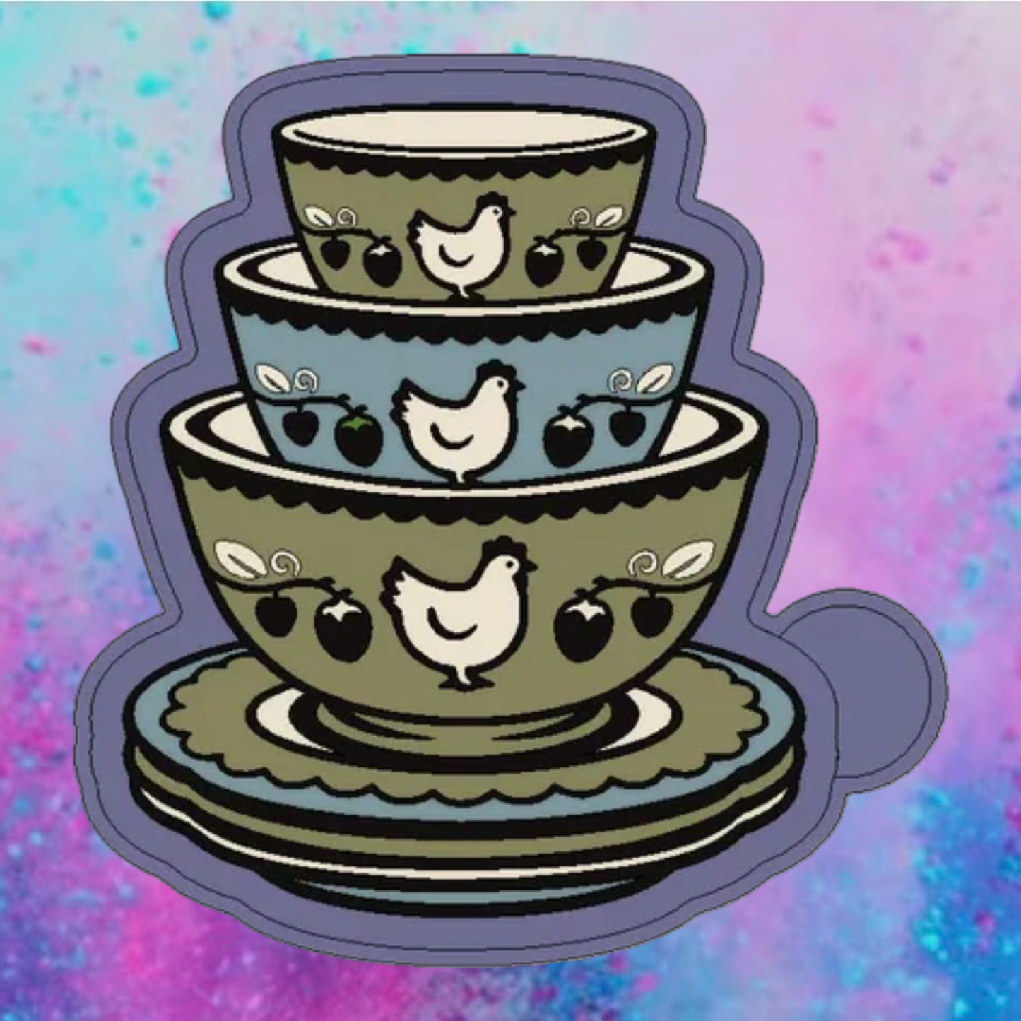 Vintage bowls with chicken on them car freshie mold.