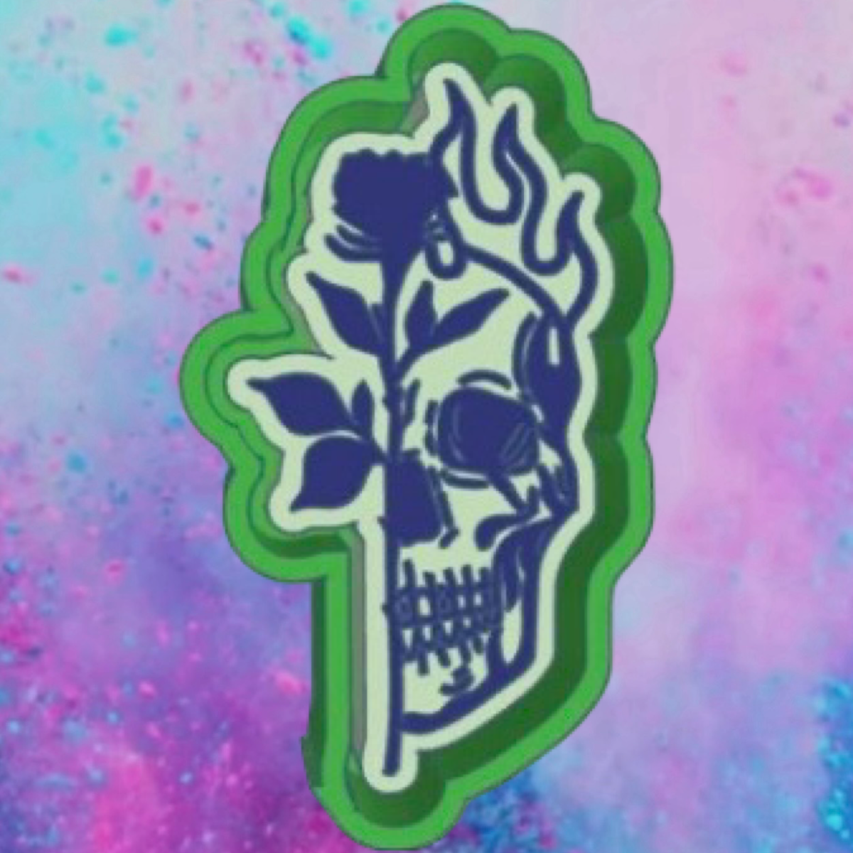 Skull rose freshie mold