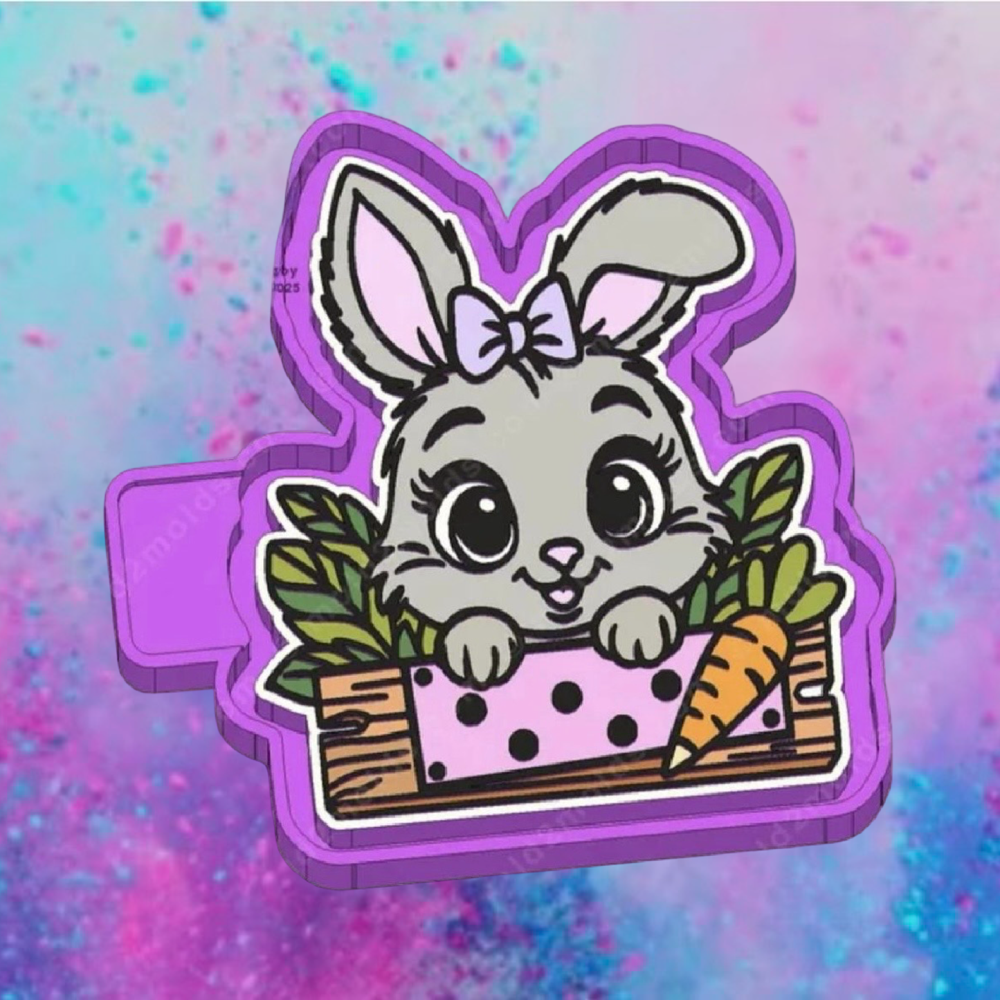 Peeking Easter bunny car freshie mold.