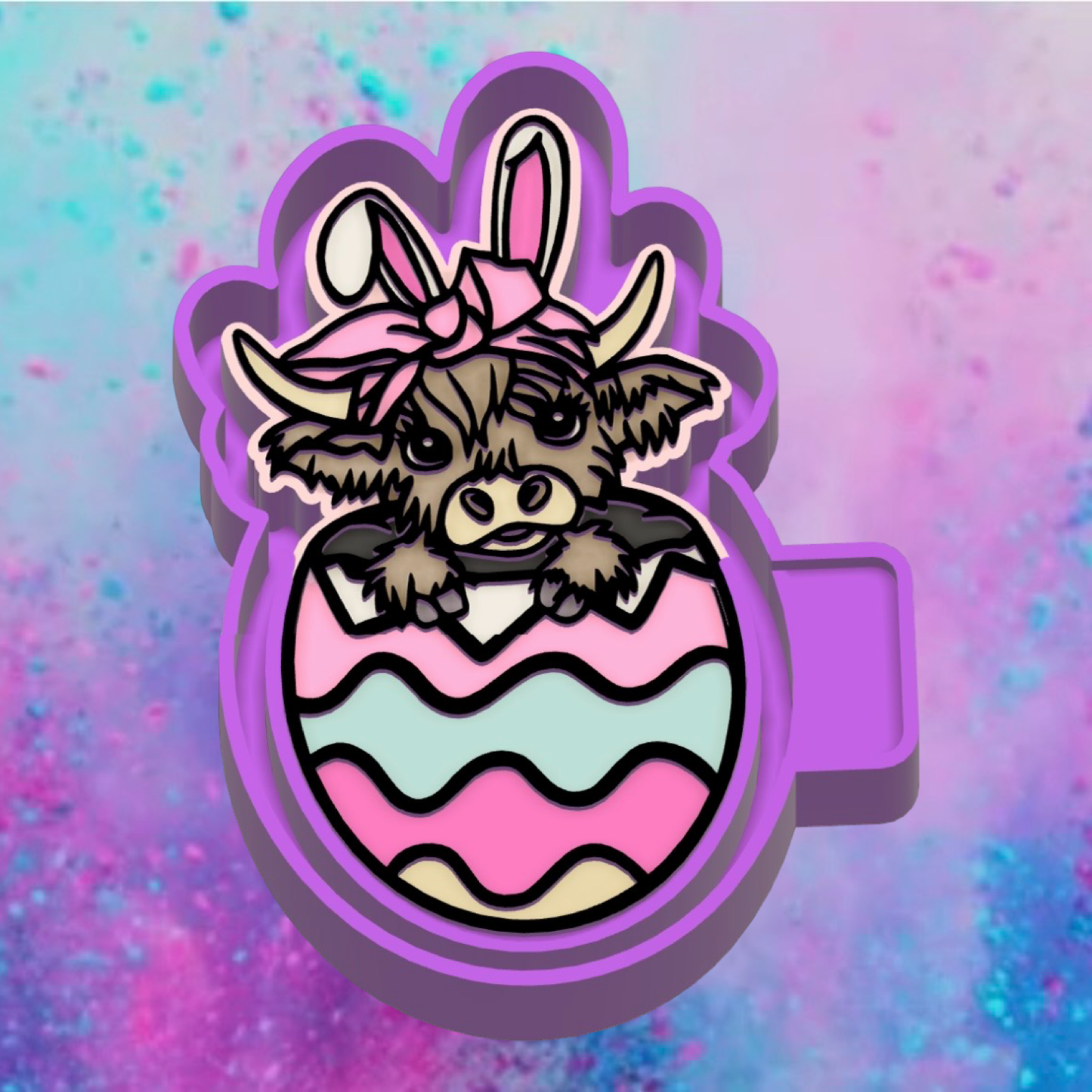 Highland cow in Easter egg car freshie mold.