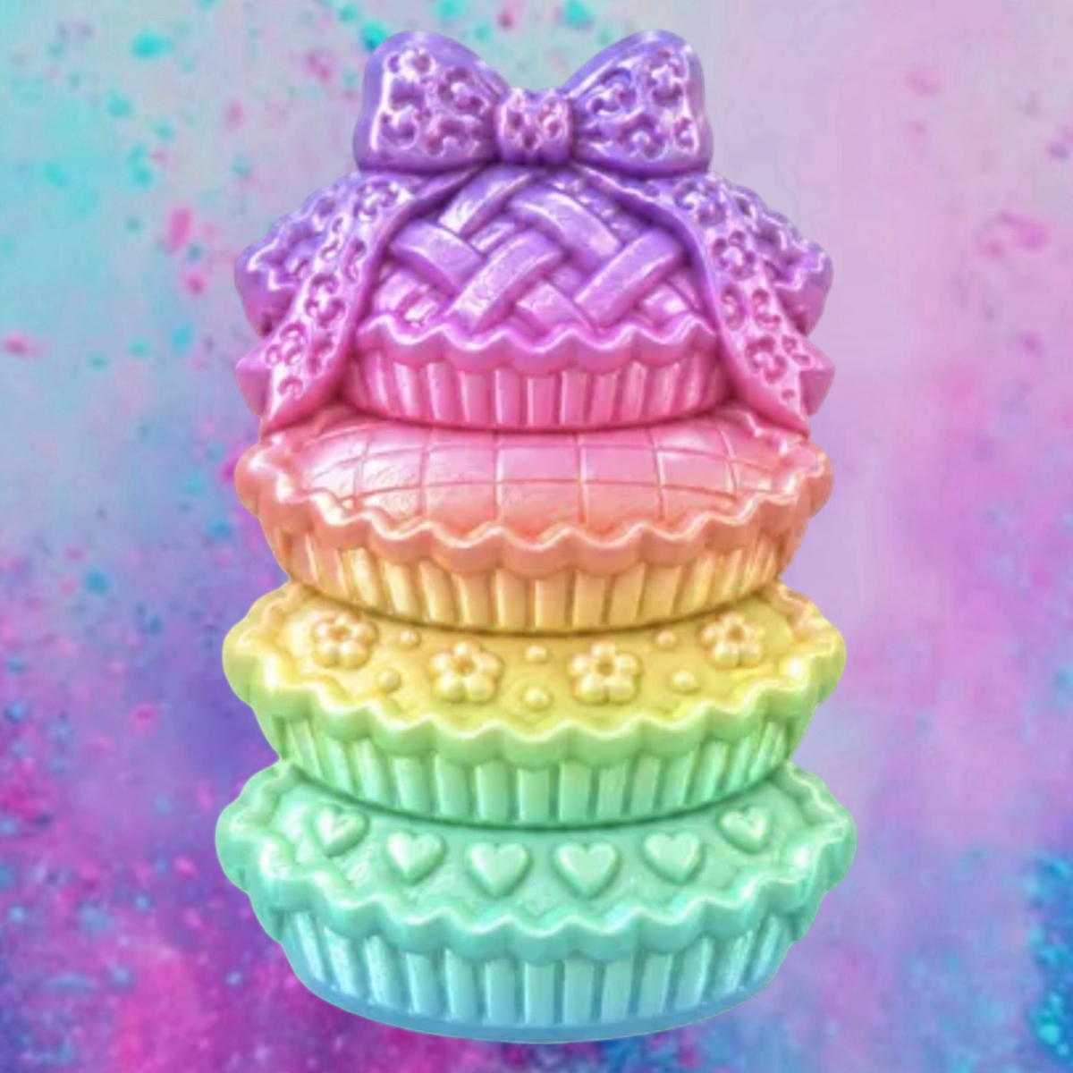 3D stacked pies with leopard print bow freshie molds.