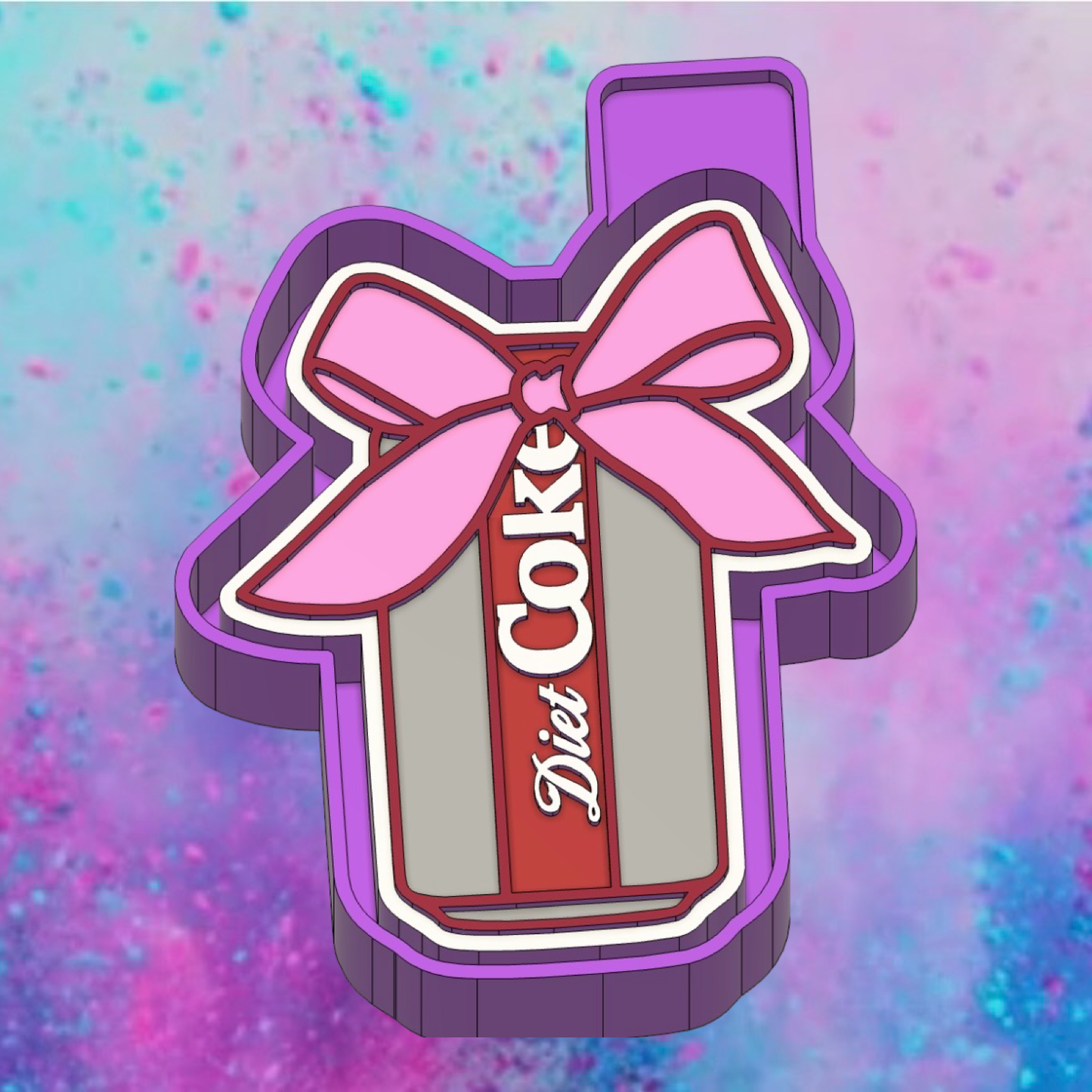 Diet Coke can with a bow car freshie mold.