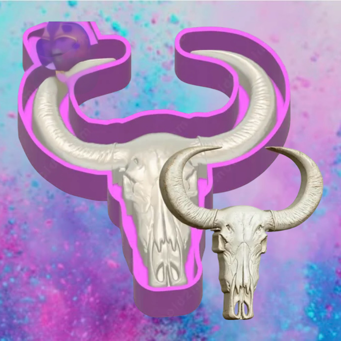 3D print bull skull car freshie mold.