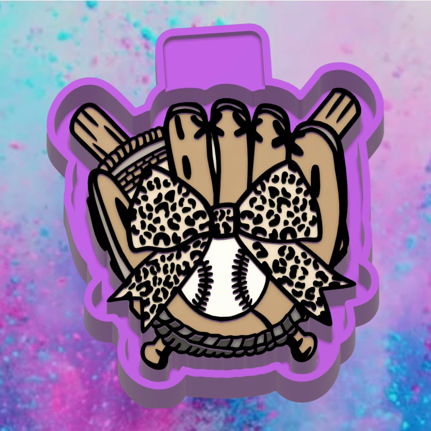 Softball glove with bow car freshie mold.