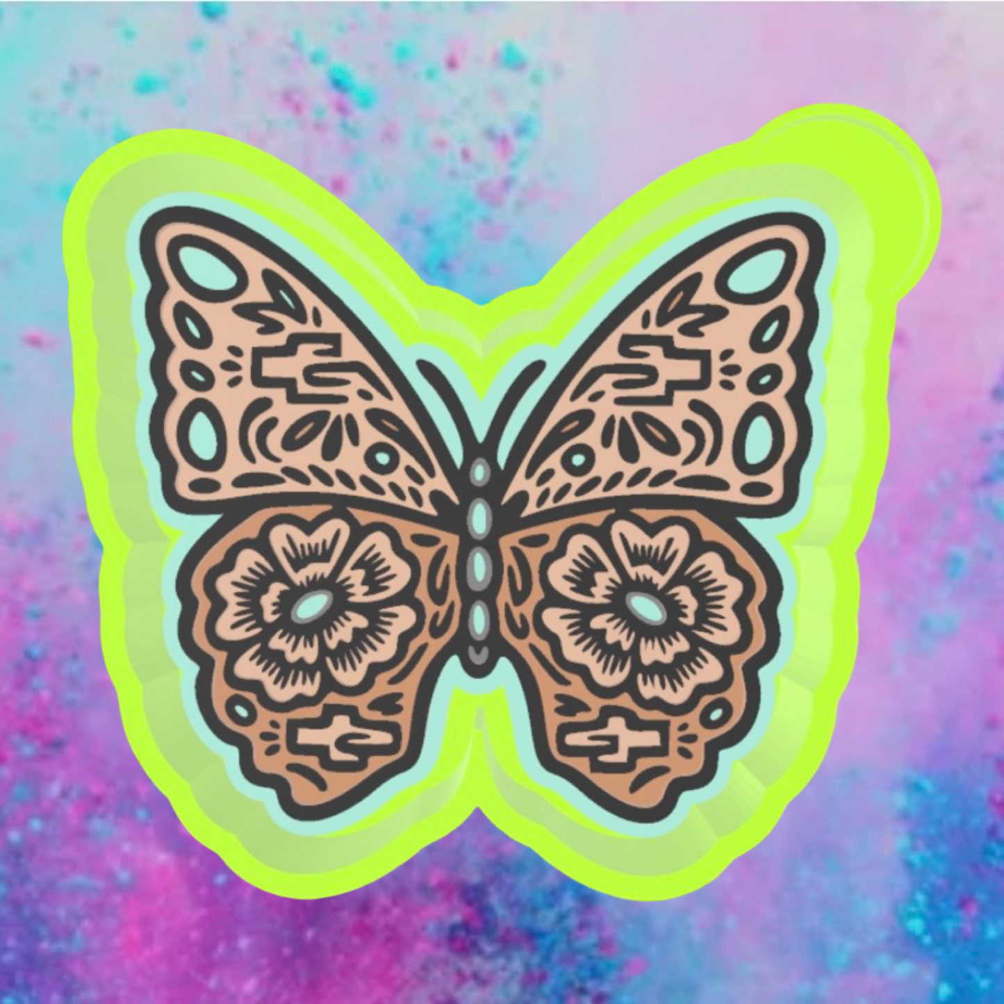 Leather tooled butterfly car freshie mold.