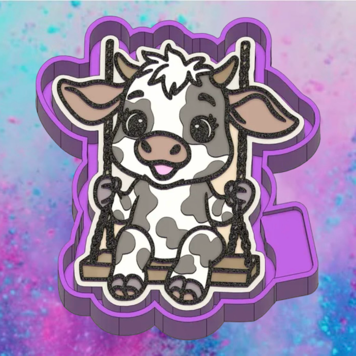 Cut cow swinging car freshie mold.