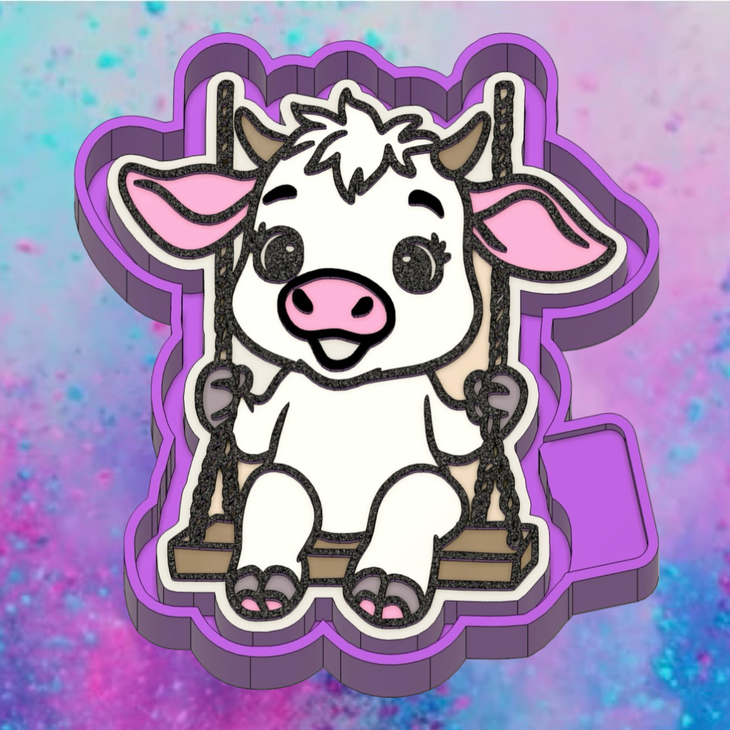 Cut cow swinging car freshie mold b