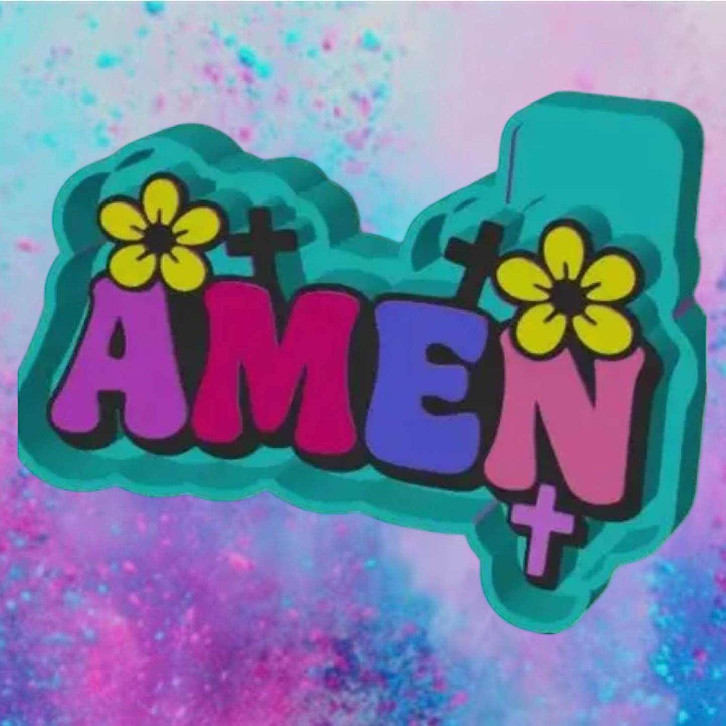 “Amen” with flowers car freshie mold.