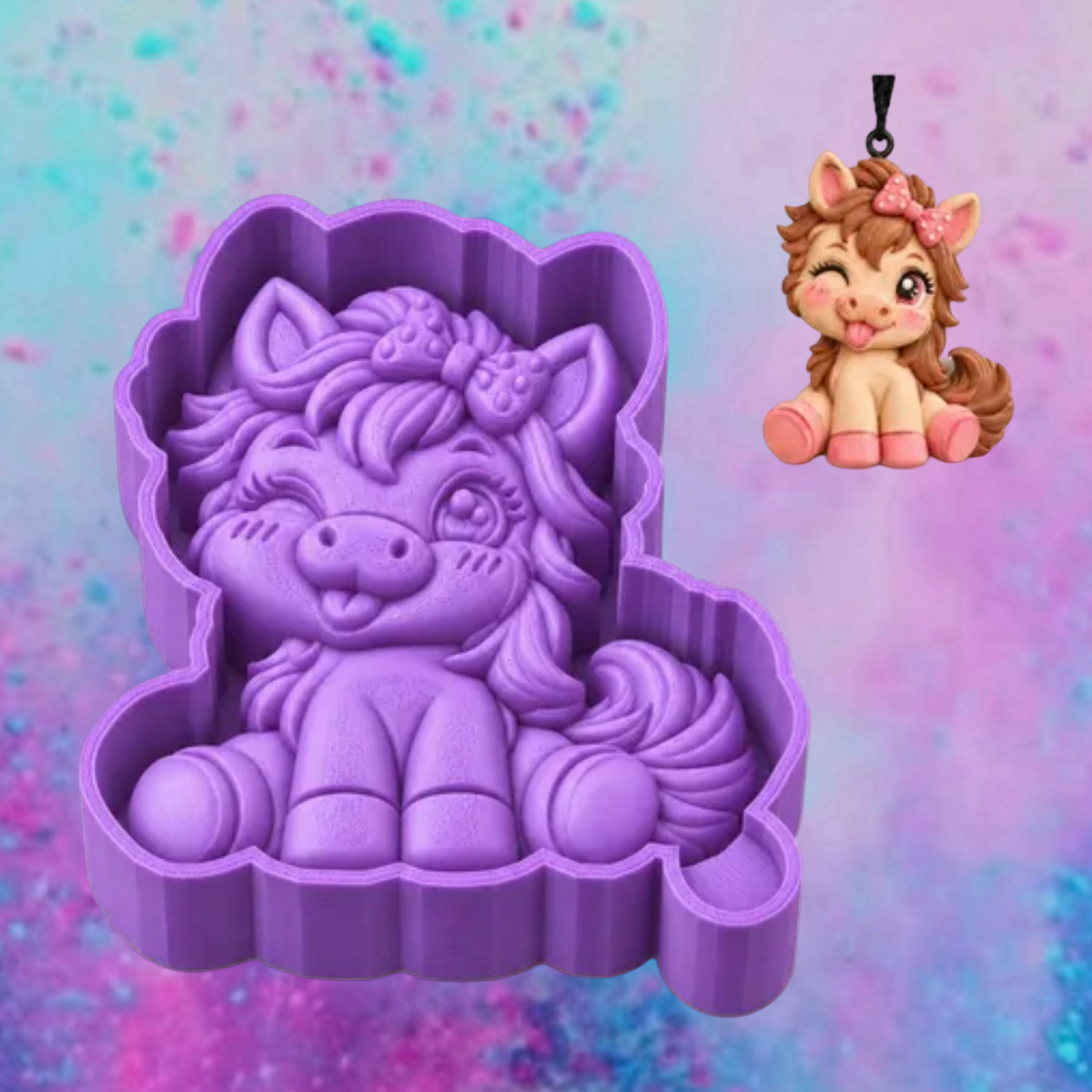3D winking pony car freshie molds.